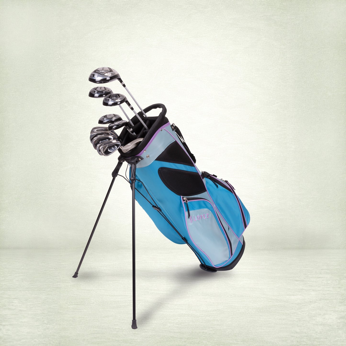 Ashley 18-Piece Stand Bag Package Set - Blue/Lilac