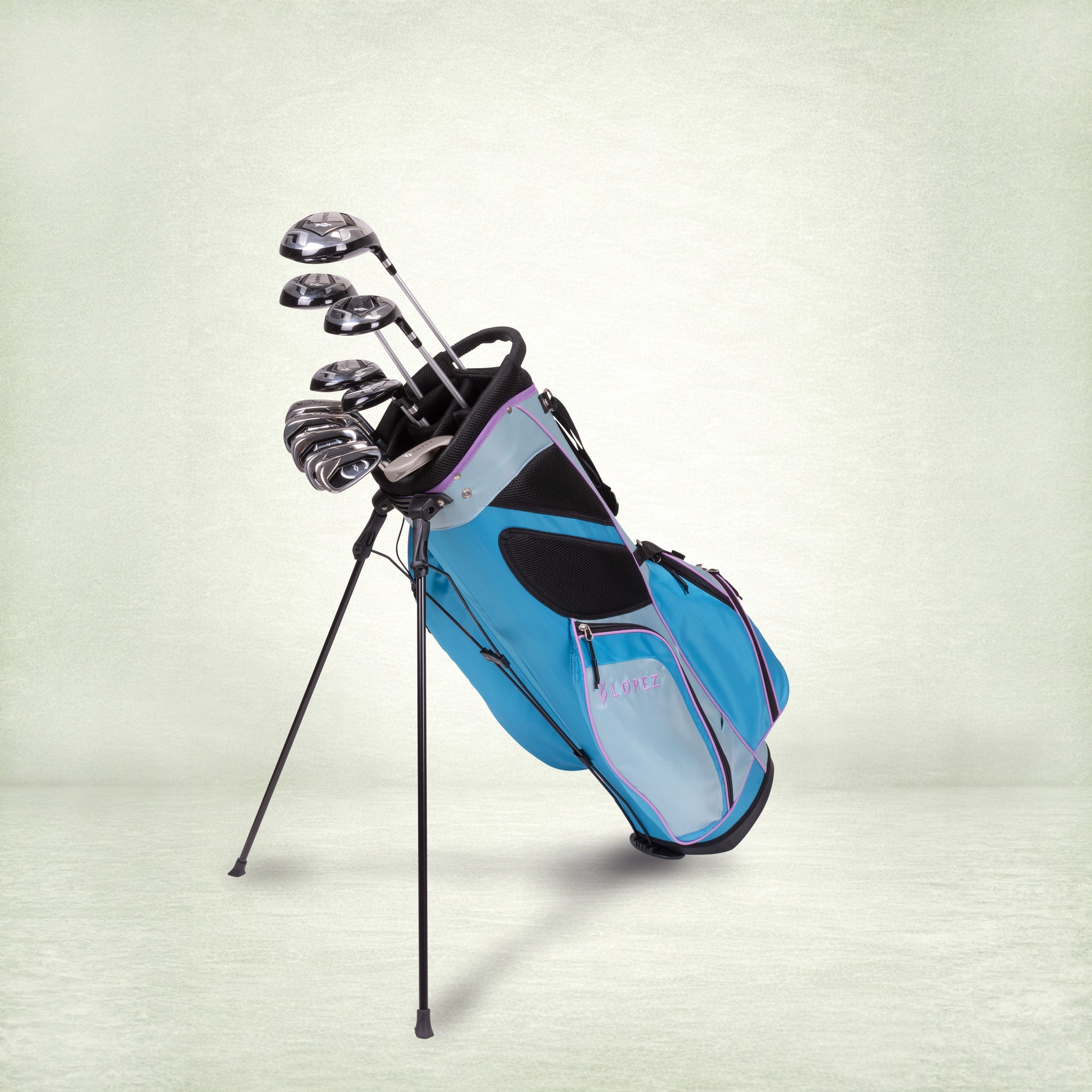 Ashley 18-Piece Stand Bag Package Set - Blue/Lilac