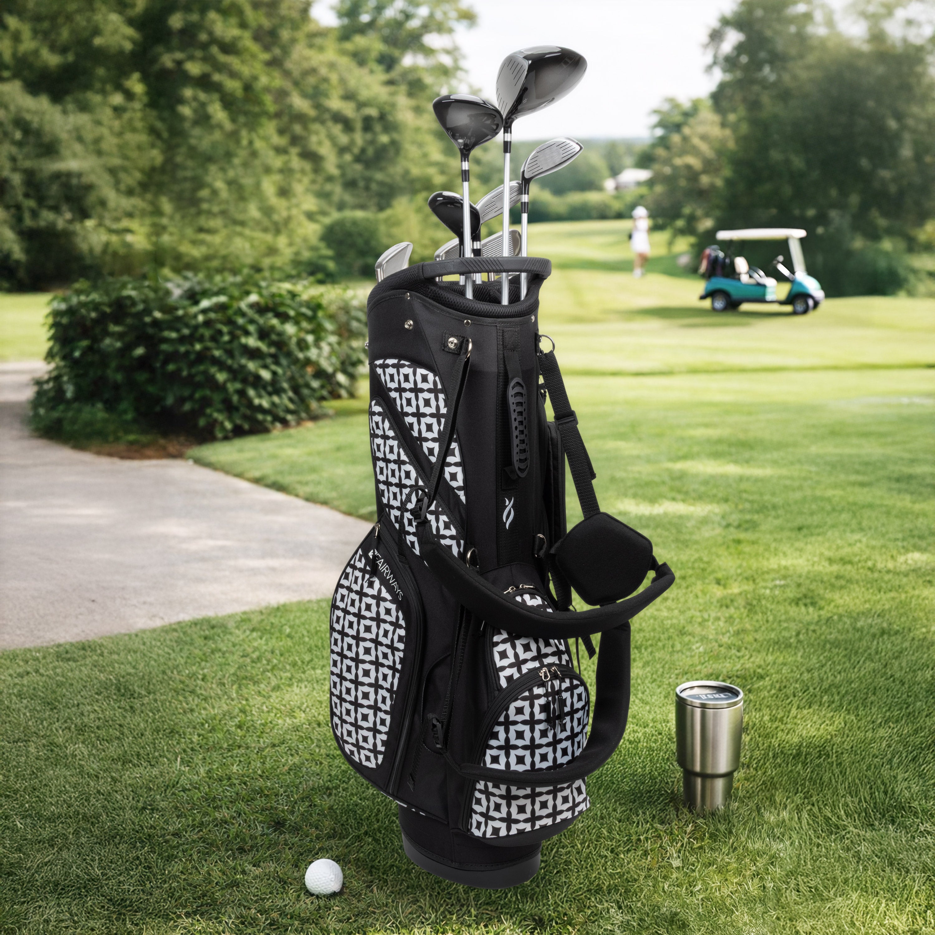GOLF le FLEUR* スタジャン S ブラック/ホワイト Nancy Lopez Golf Fairways 19Pc Stand Bag Package Set - Plantopia