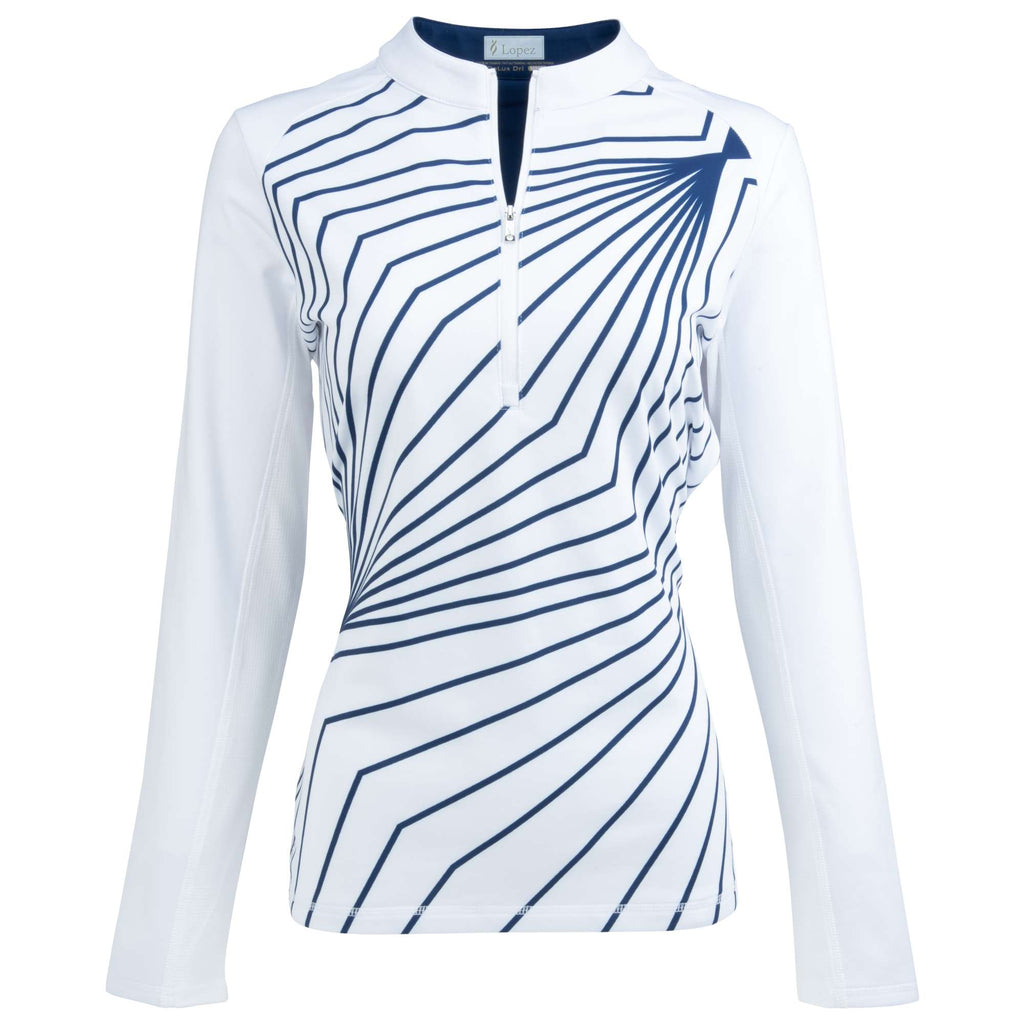 Nancy Lopez  Fractal Blast Qz Pullover Plus White Multi
