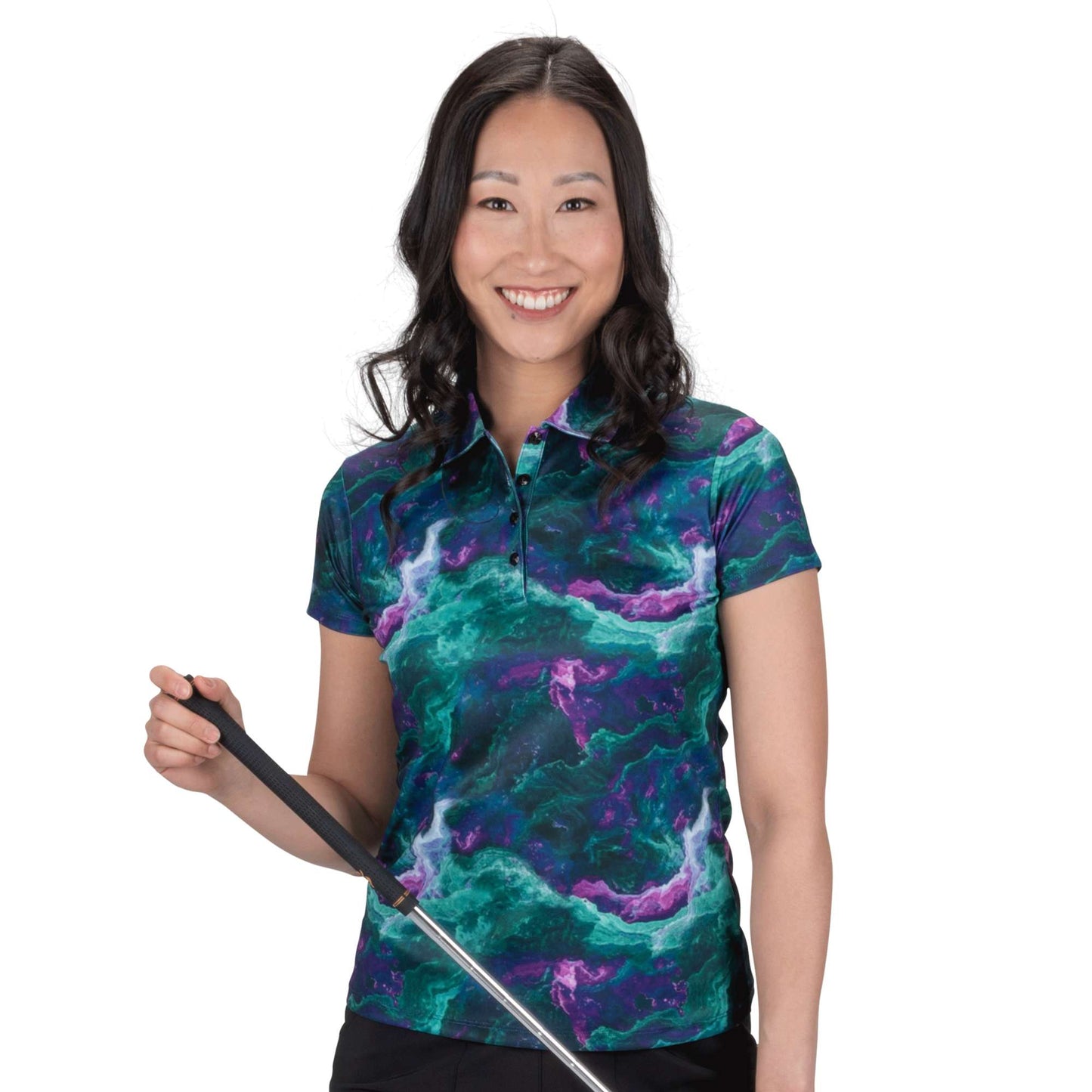 Nancy Lopez  Supra Short Sleeve Polo Black Multi