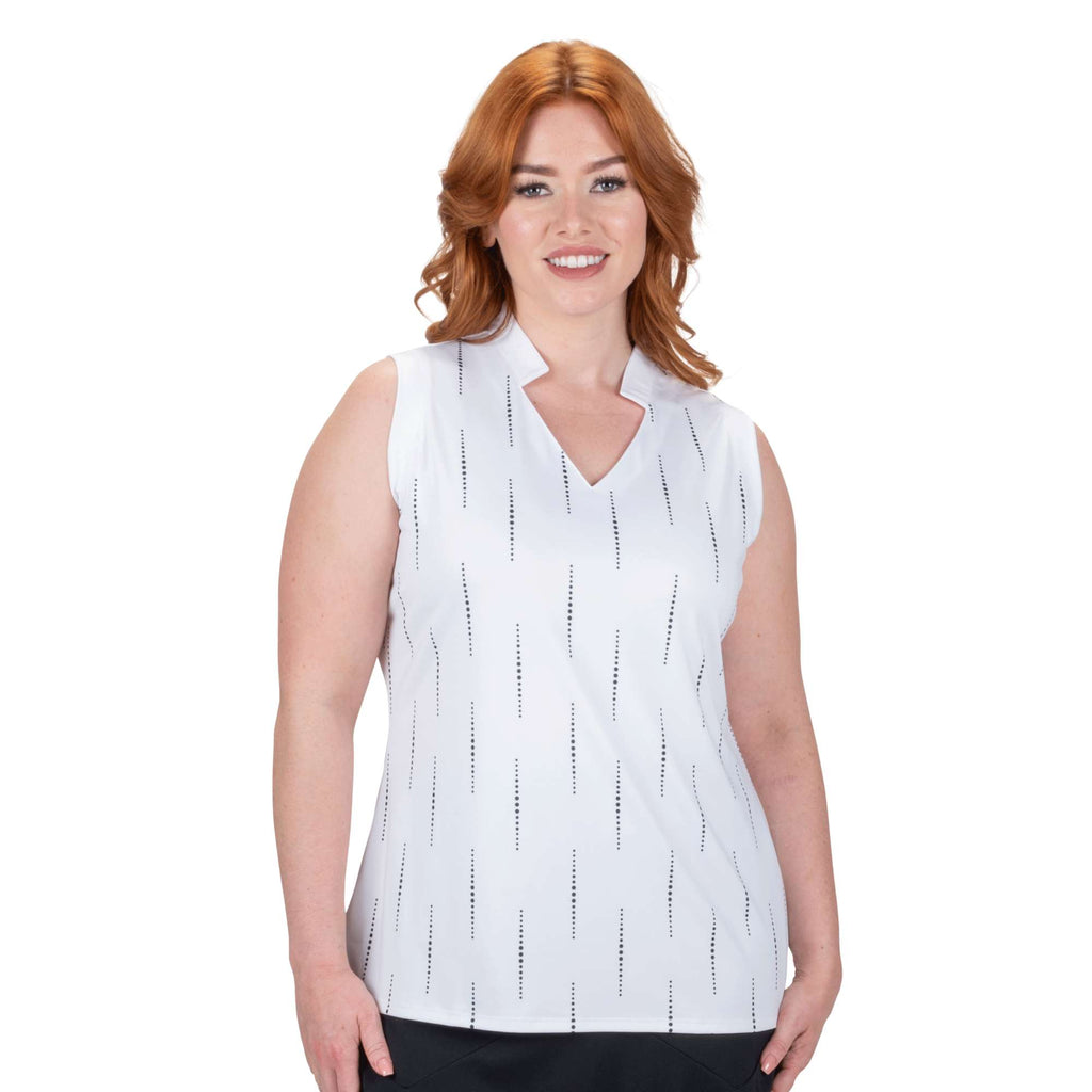 Nancy Lopez   Sonic Sleeveless Polo Plus White Multi