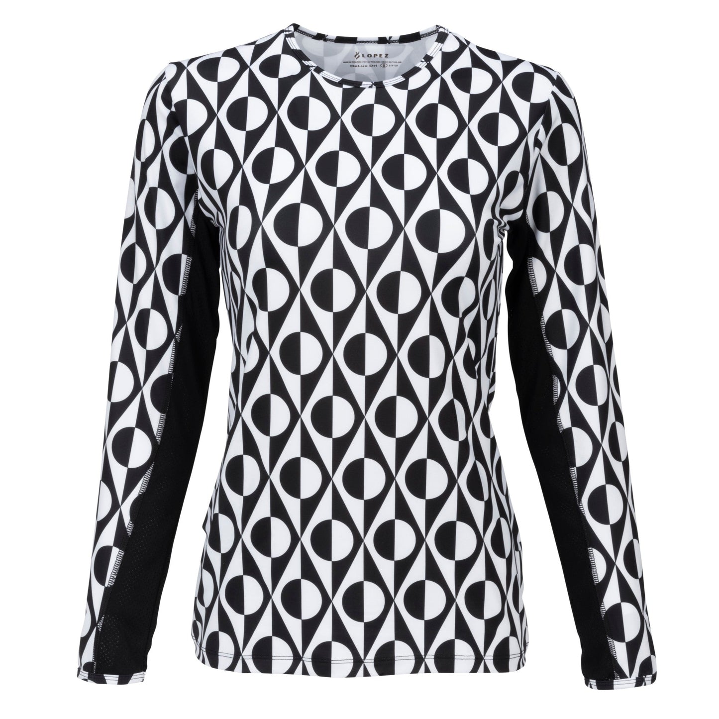 Nancy Lopez  Aspiration Long Sleeve (Upf 50+) Black/White (Deco Print)