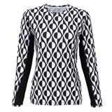Nancy Lopez  Aspiration Long Sleeve (Upf 50+) Black/White (Deco Print)