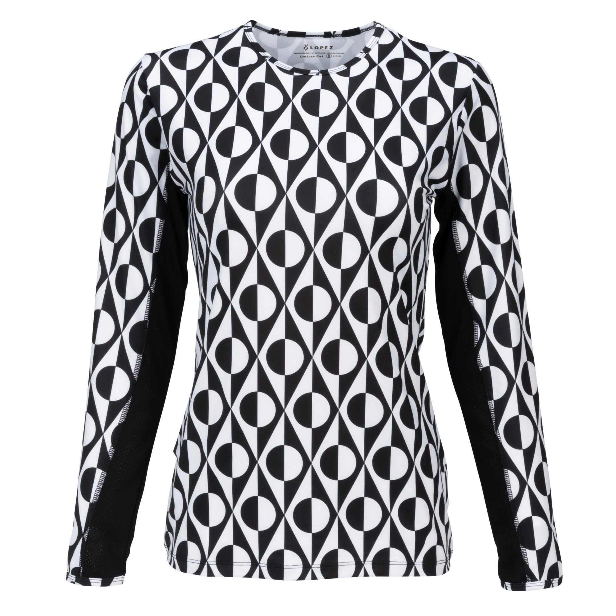 Nancy Lopez  Aspiration Long Sleeve (Upf 50+) Black/White (Deco Print)