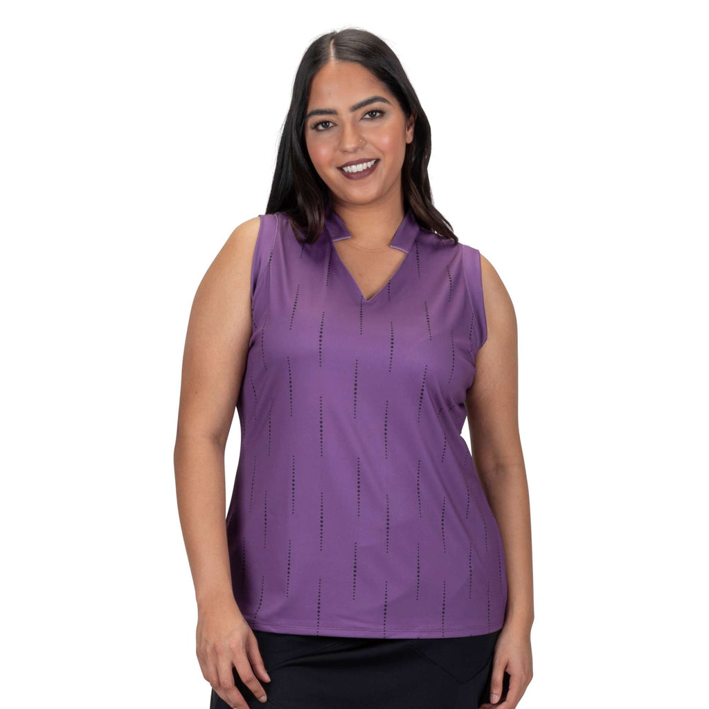 Nancy Lopez   Sonic Sleeveless Polo Plus Plum Multi