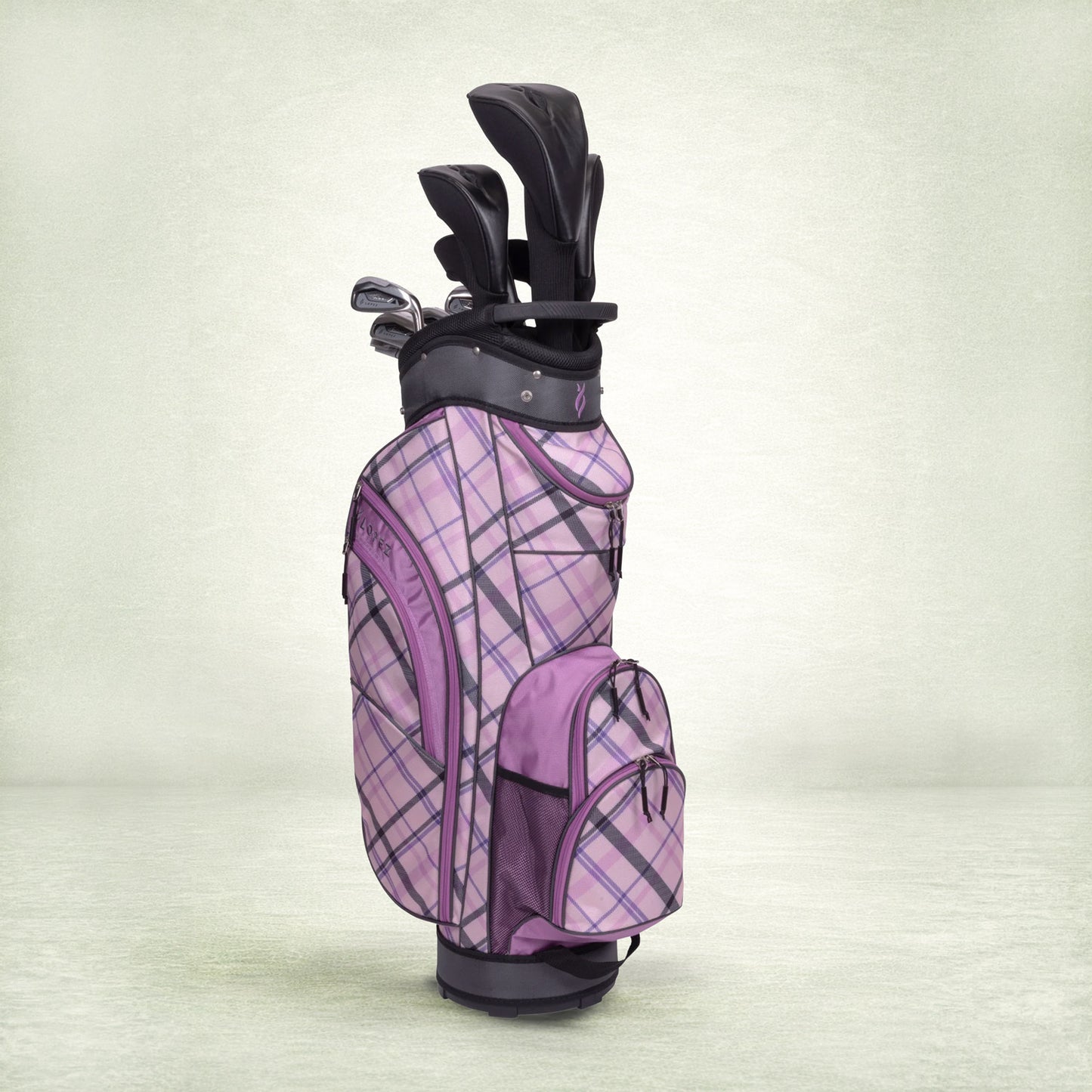 Erinn  - Premium 18-Piece Cart Bag Package Set - Purple Plaid