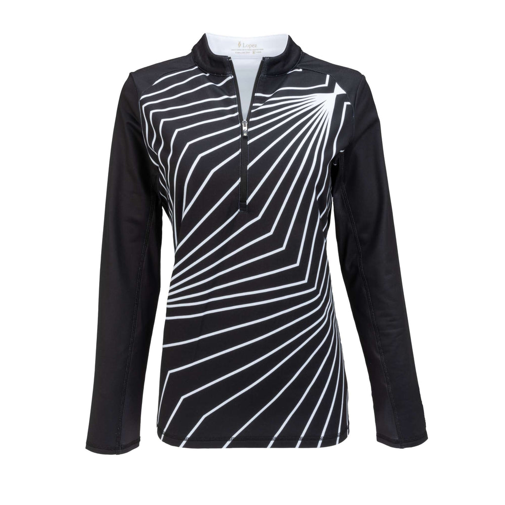 Nancy Lopez  Fractal Blast Qz Pullover Black Multi