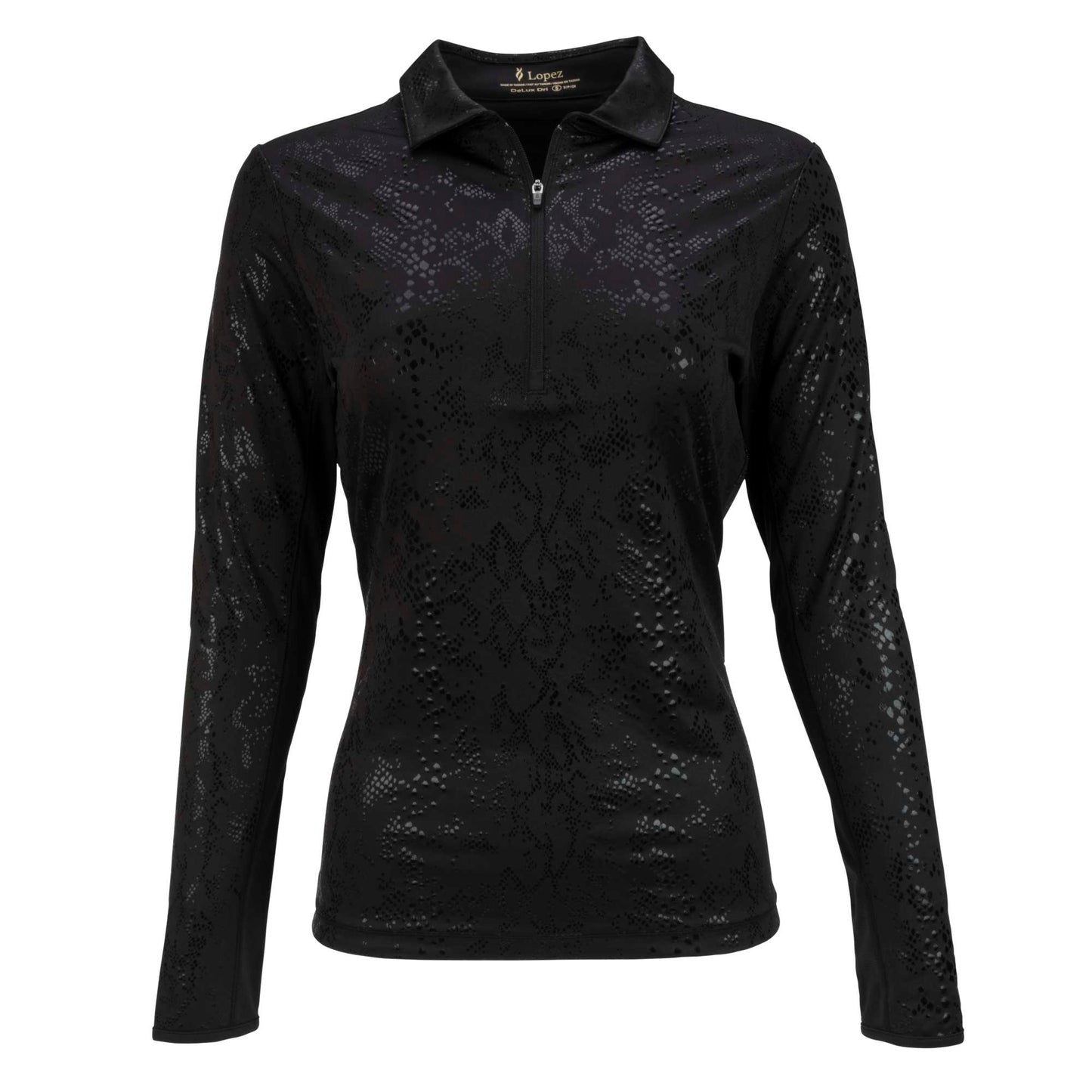 Nancy Lopez  Balance Long Sleeve Polo Black Multi