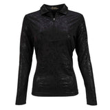 Nancy Lopez  Balance Long Sleeve Polo Black Multi