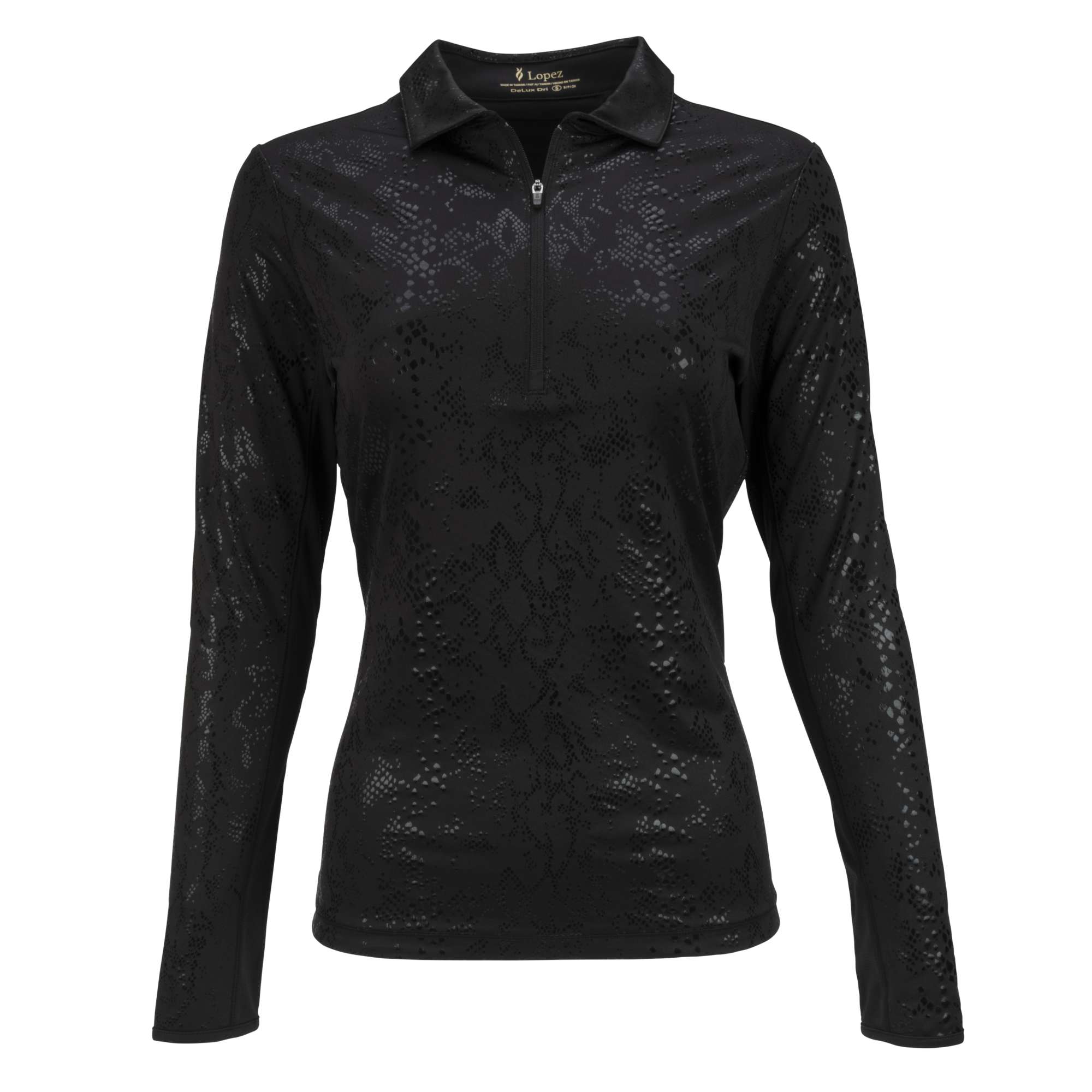 Nancy Lopez  Balance Long Sleeve Polo Black Multi