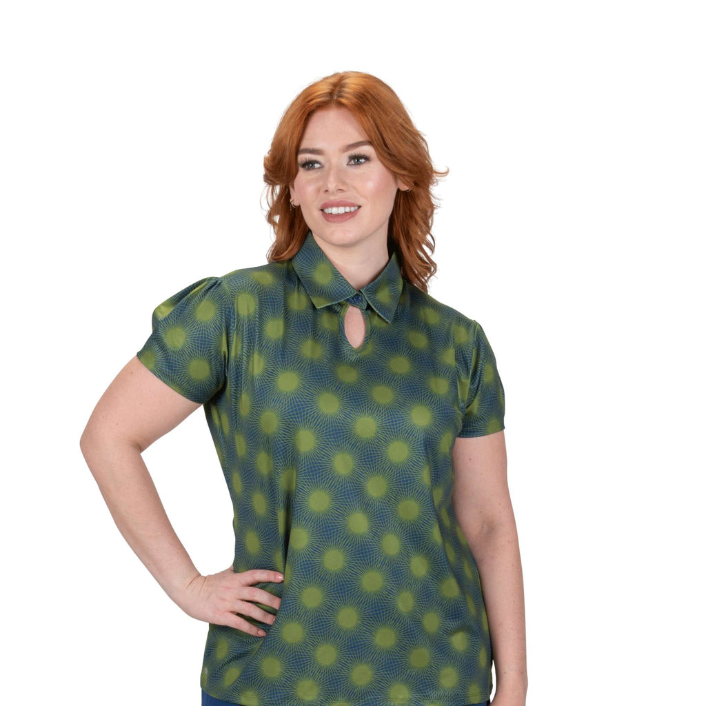 Nancy Lopez   Brilliant Short Sleeve Polo Plus Navy Multi