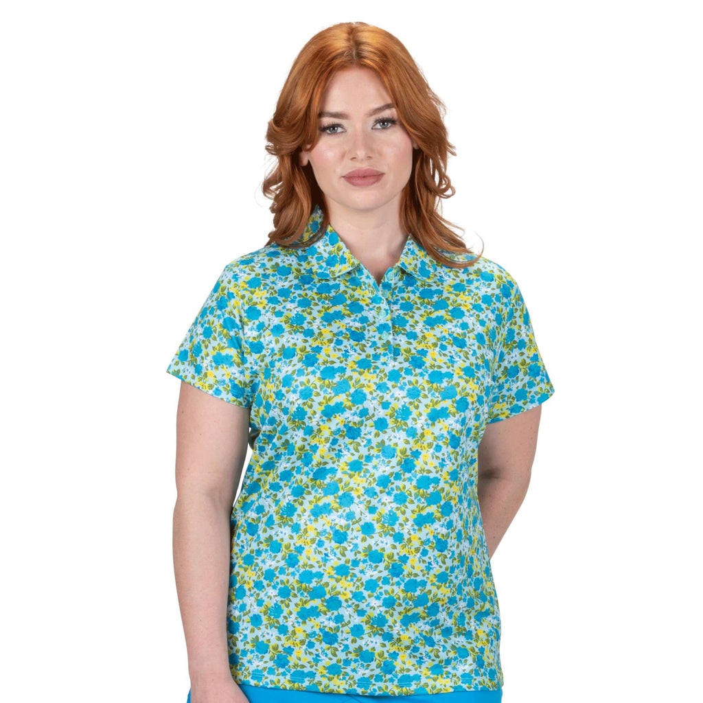Nancy Lopez  Bloom Short Sleeve Polo Plus Ice Multi