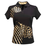 Nancy Lopez  Safari Short Sleeve Polo Black Multi