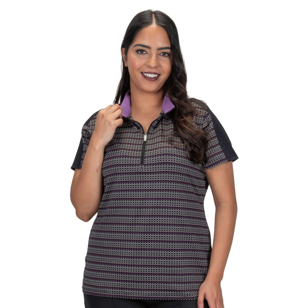 Nancy Lopez   Triumph Short Sleeve Polo Plus Black Multi