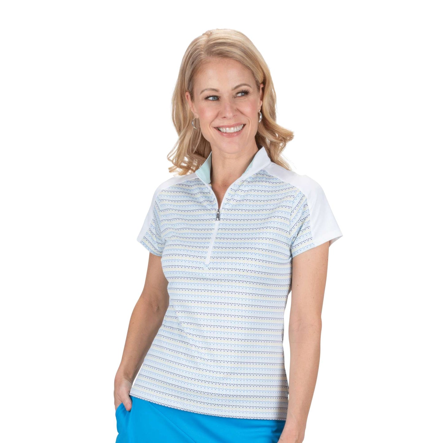 Nancy Lopez   Triumph Short Sleeve Polo White Multi