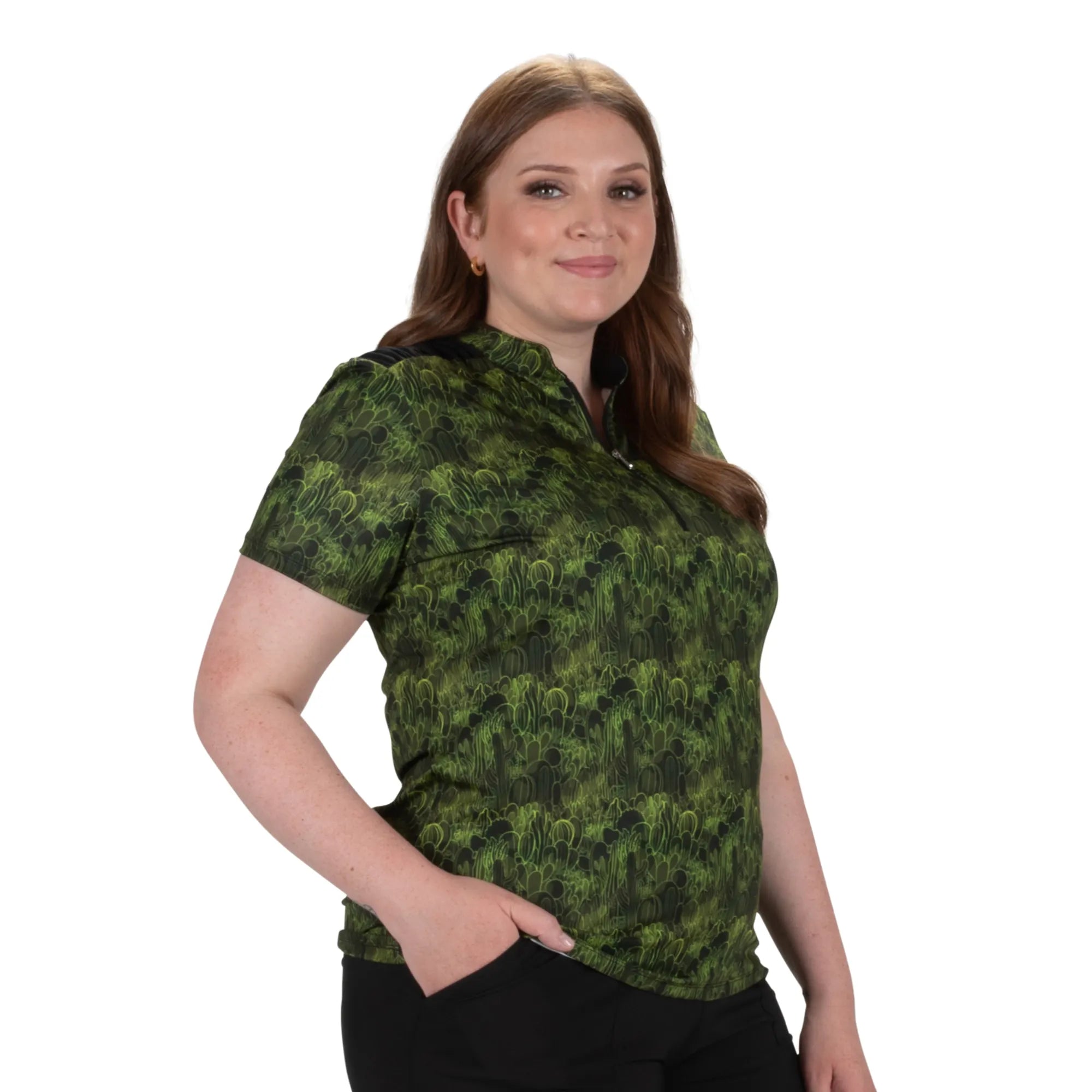 Nancy Lopez  Agava Short Sleeve Polo Plus Black Multi