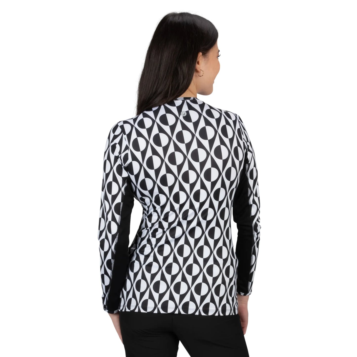 Nancy Lopez  Aspiration Long Sleeve (Upf 50+) Black/White (Deco Print)