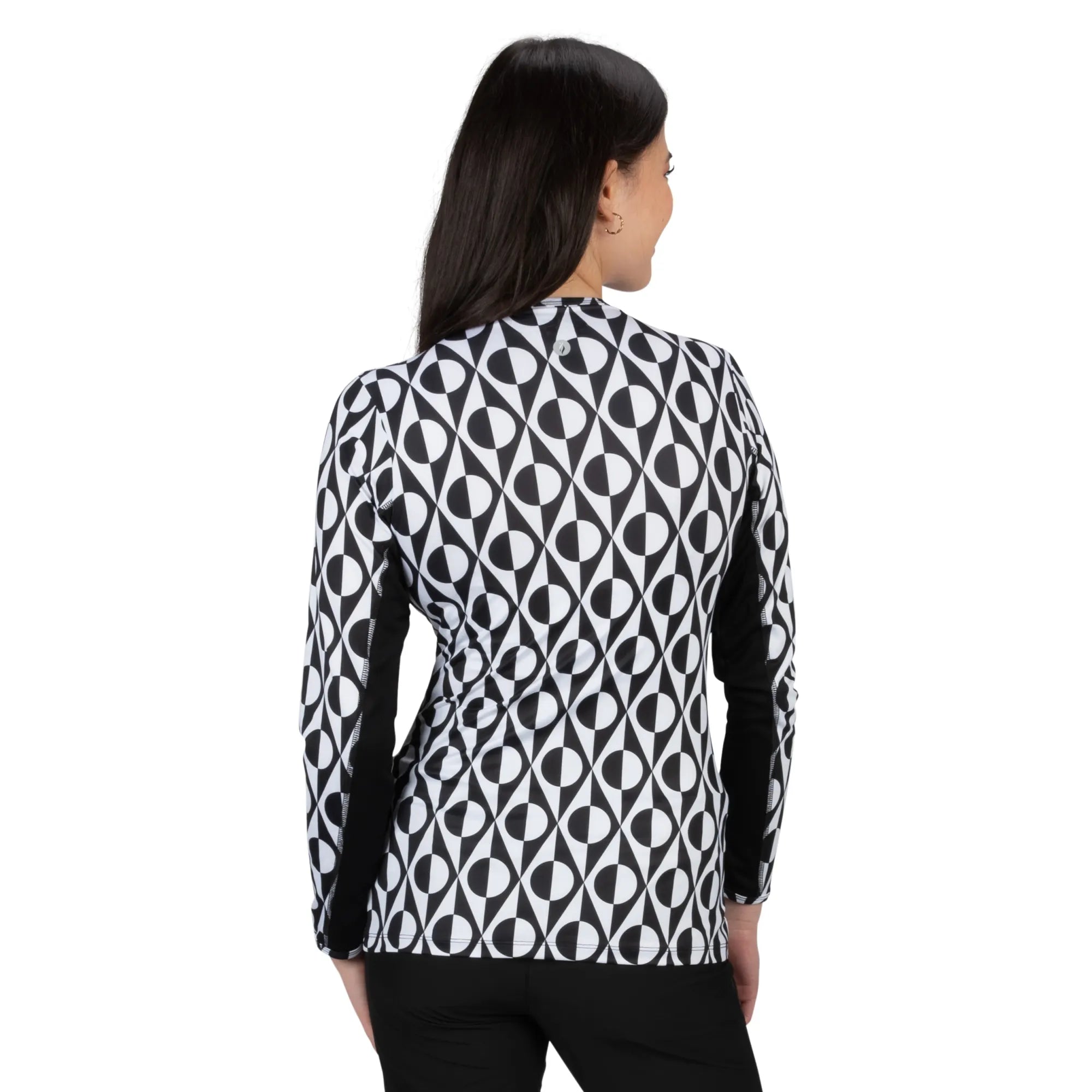 Nancy Lopez  Aspiration Long Sleeve (Upf 50+) Black/White (Deco Print)
