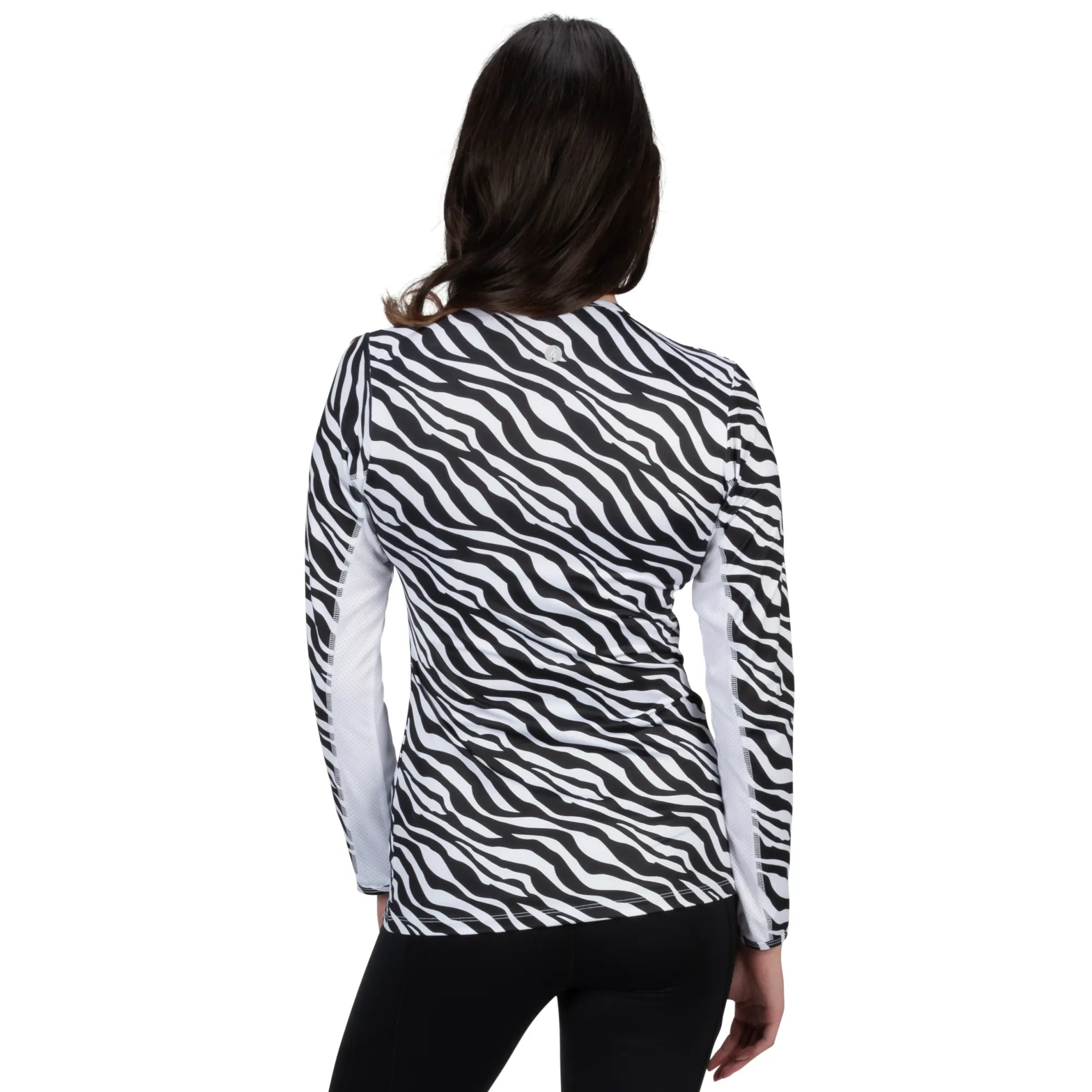 Nancy Lopez  Aspiration Long Sleeve (Upf 50+) Black/White (Roar Print)