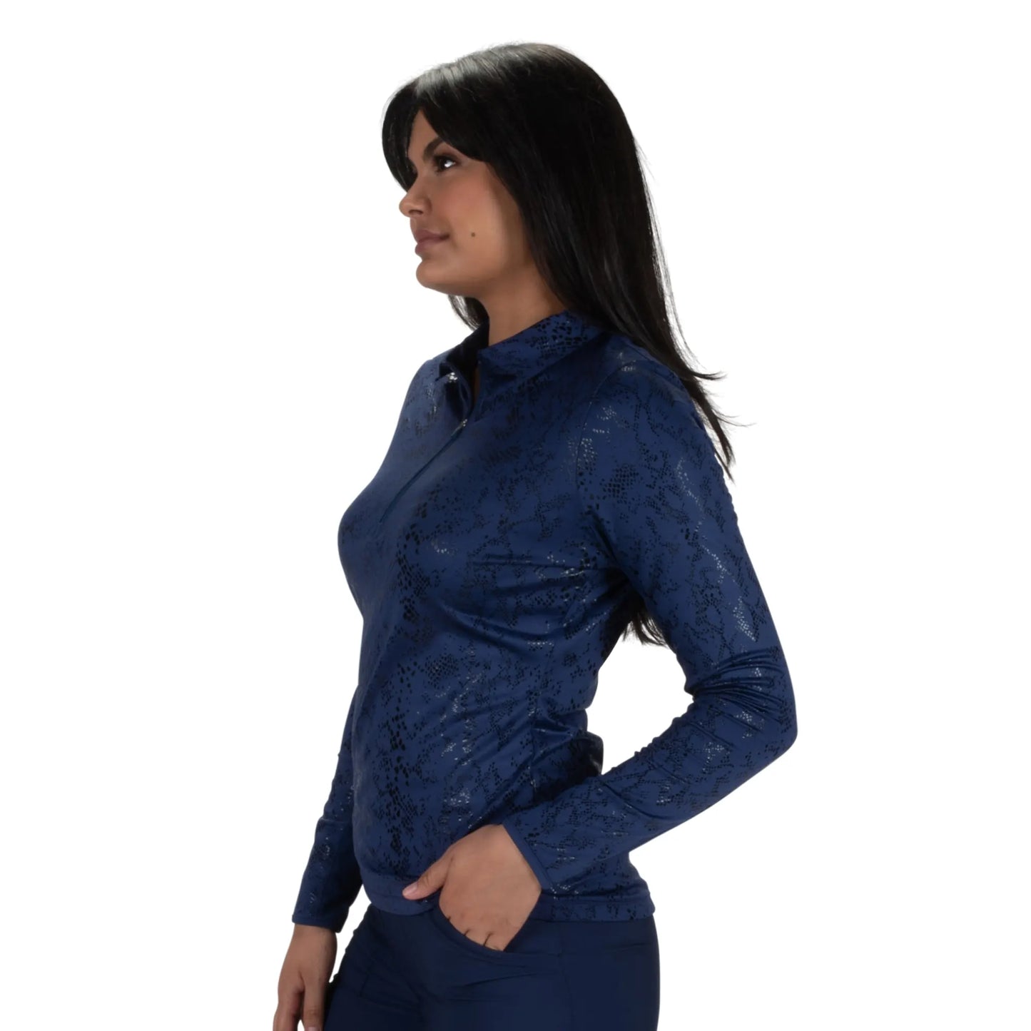 Nancy Lopez  Balance Long Sleeve Polo Navy Multi