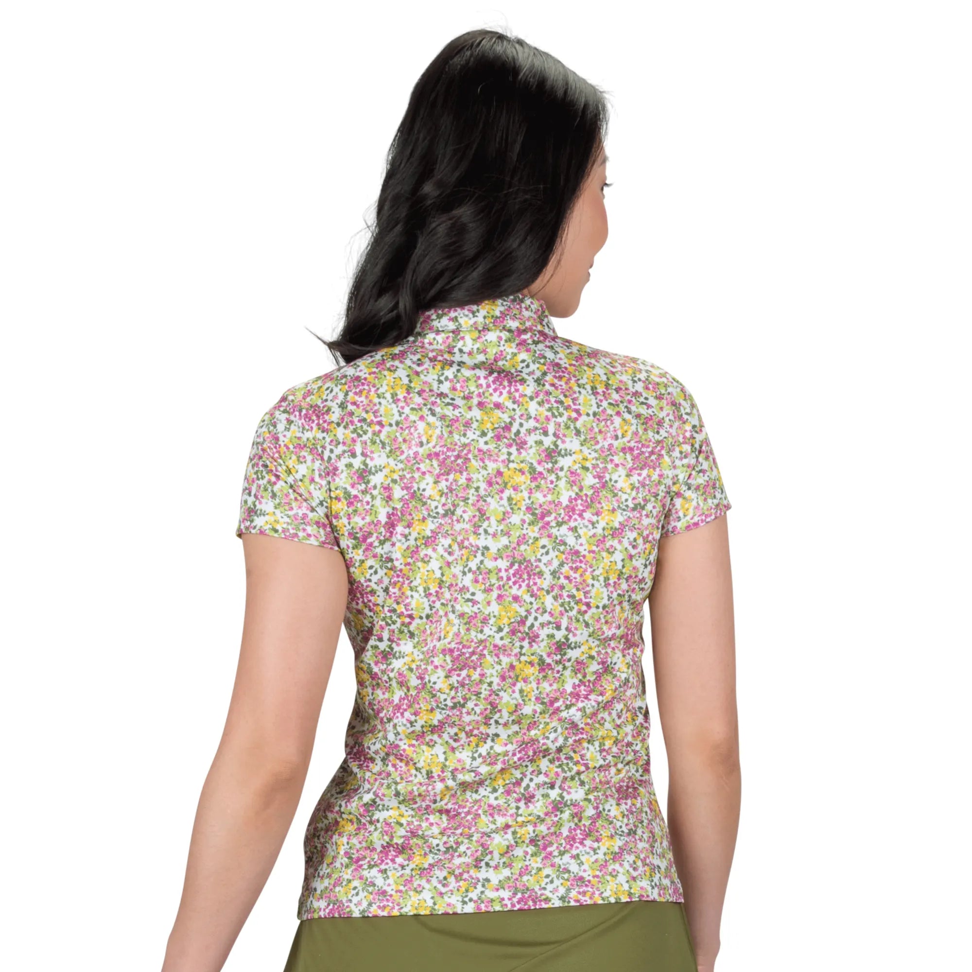 Nancy Lopez  Bloom Short Sleeve Polo White Multi