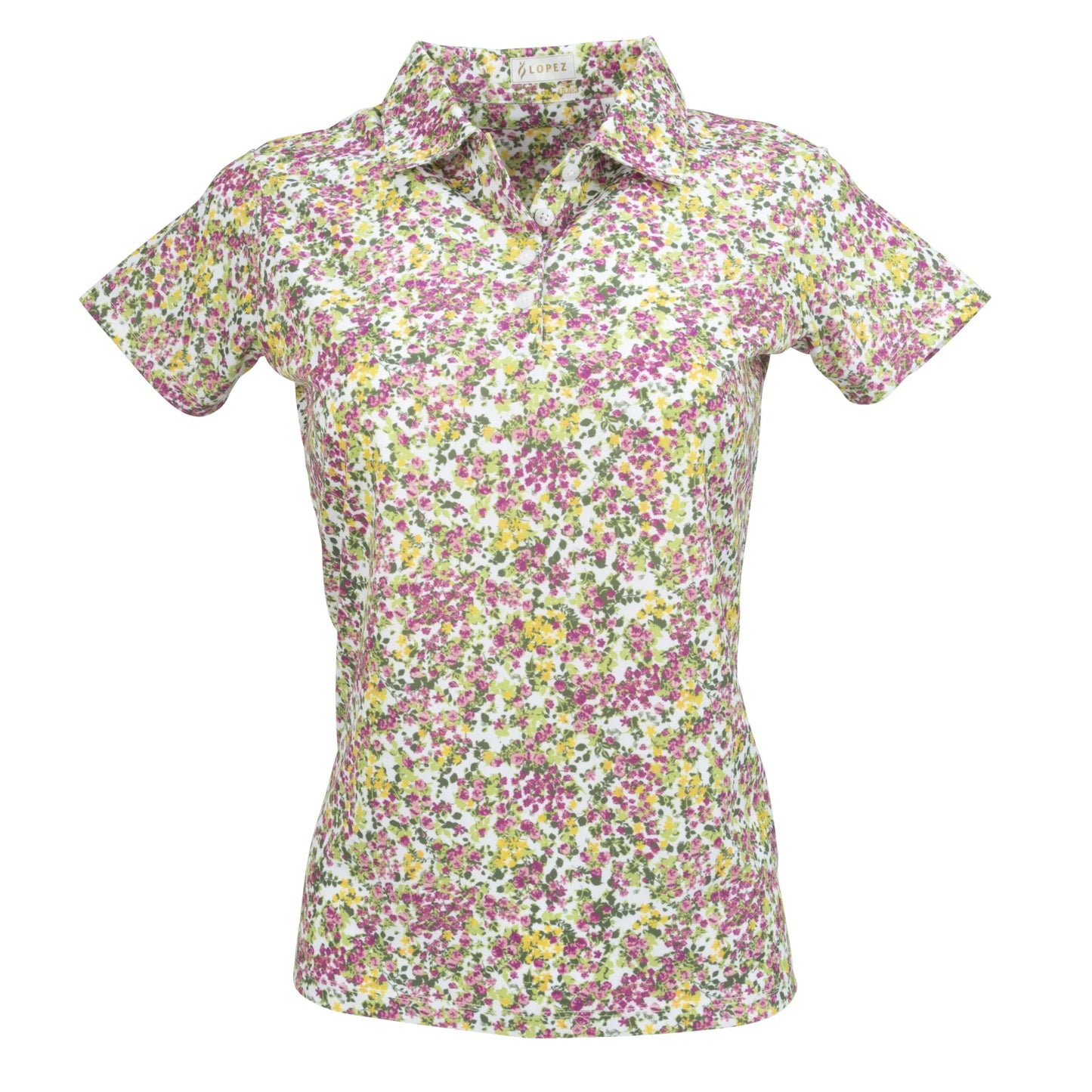 Nancy Lopez  Bloom Short Sleeve Polo White Multi