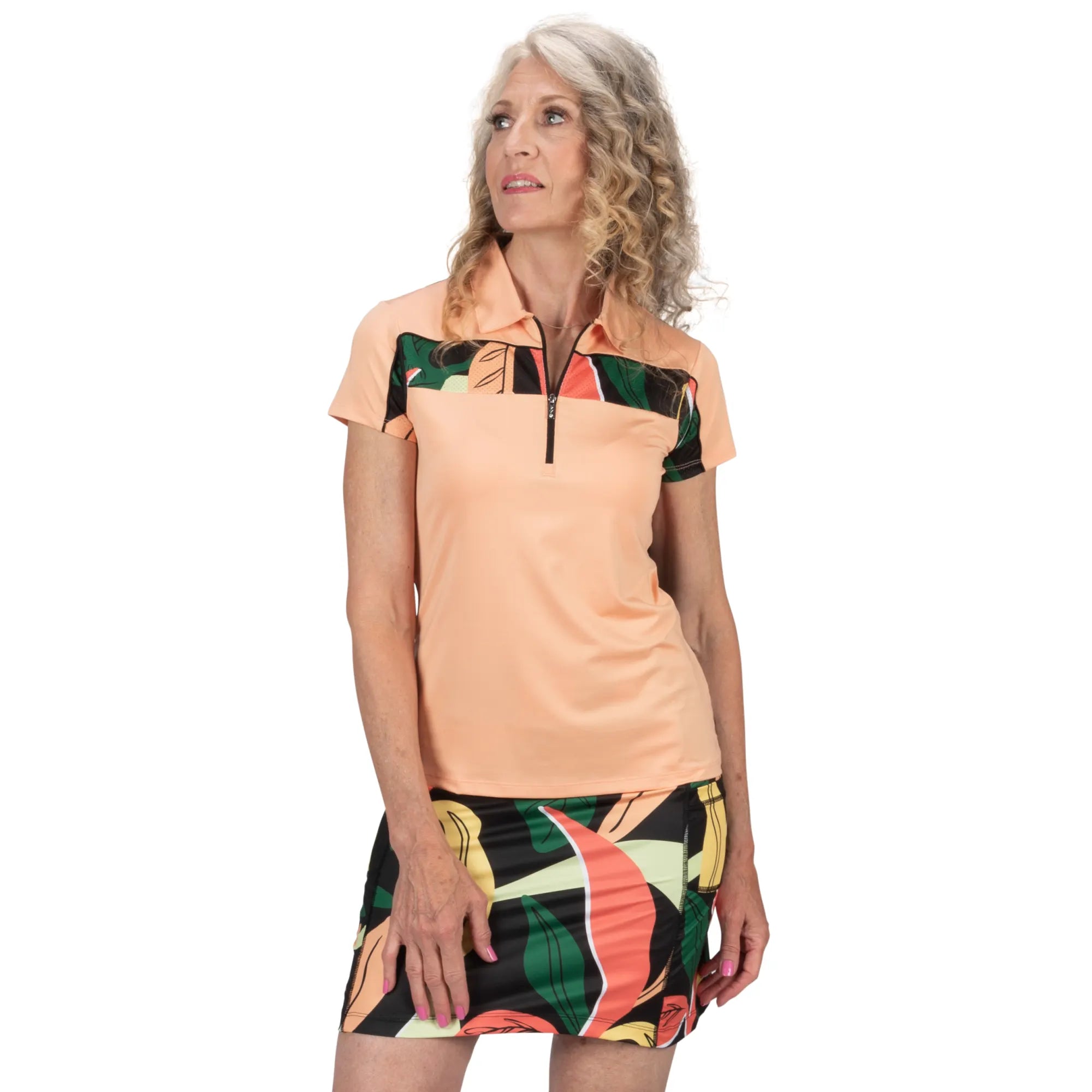 Nancy Lopez  Breeze Short Sleeve Polo Sherbet Multi