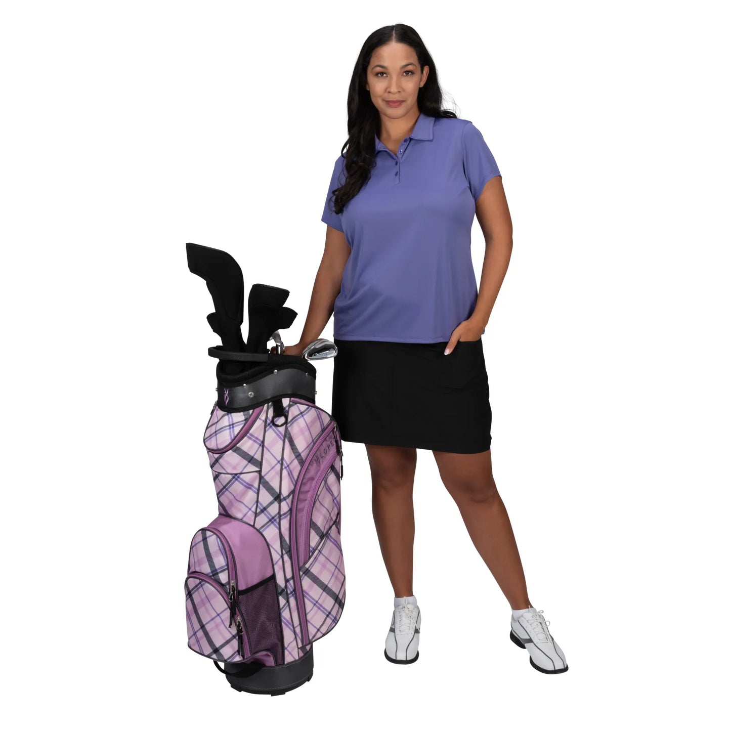 Nancy Lopez  Erinn 18-Piece Cart Bag Package Set - Purple Plaid