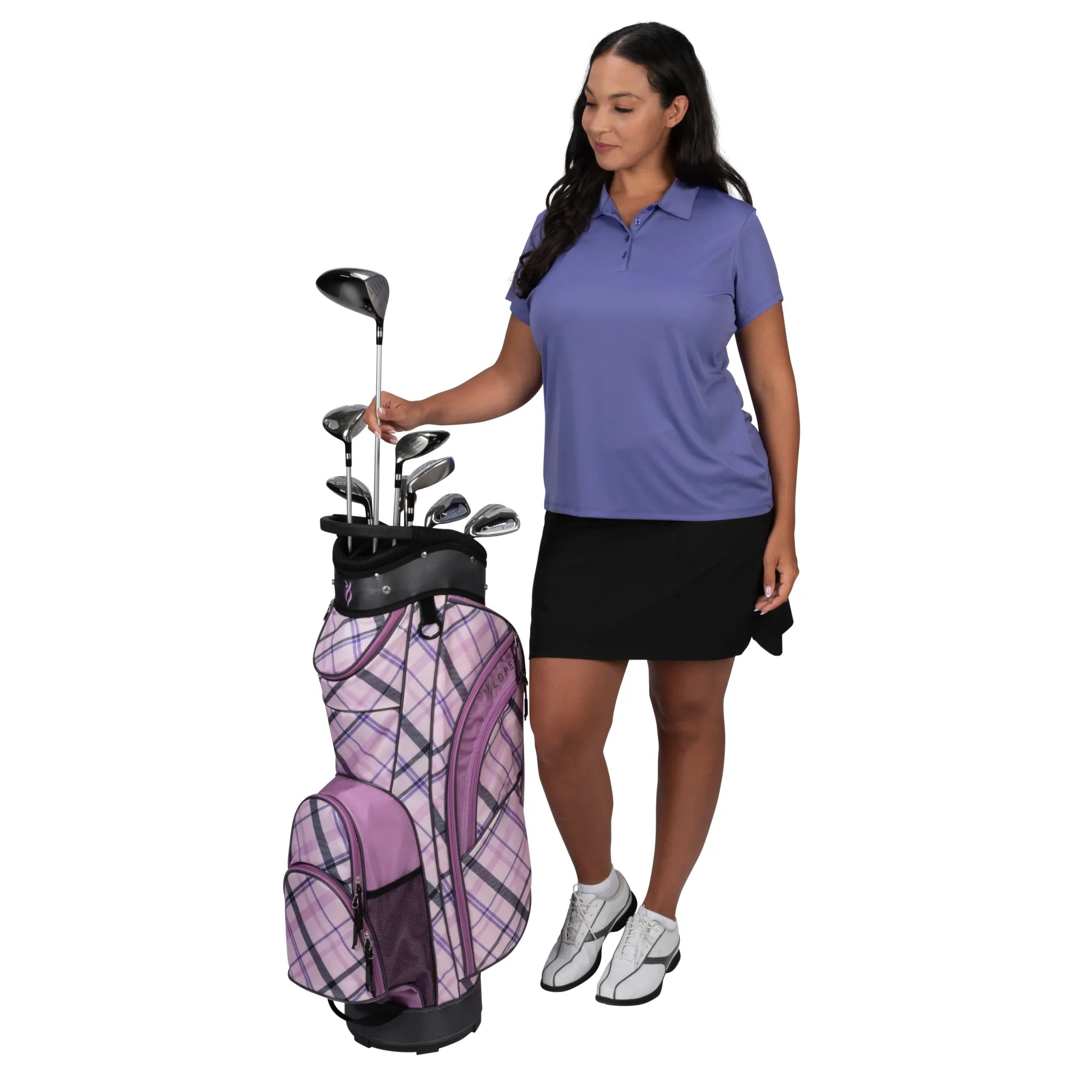 Nancy Lopez  Erinn 18-Piece Cart Bag Package Set - Purple Plaid