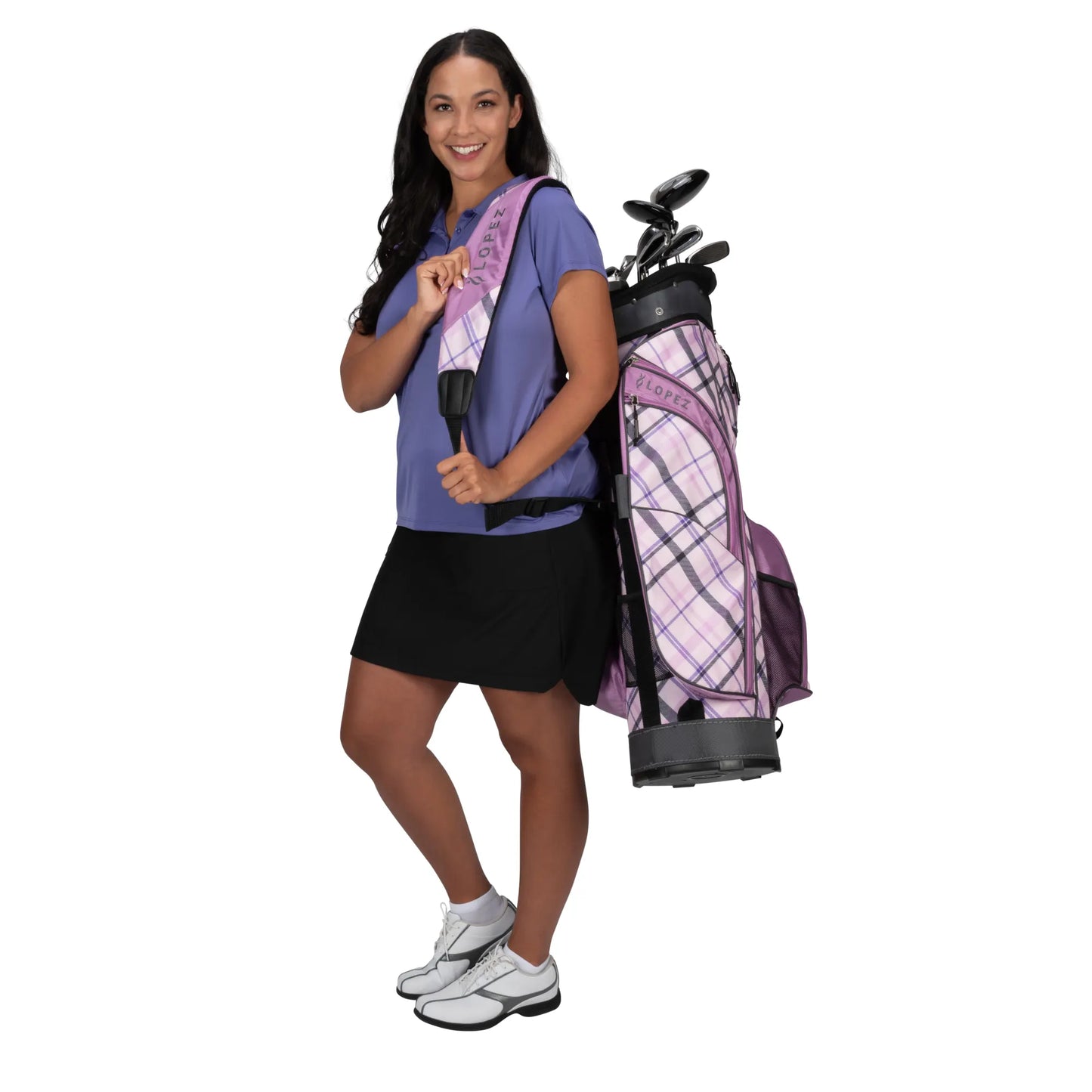 Nancy Lopez  Erinn 18-Piece Cart Bag Package Set - Purple Plaid