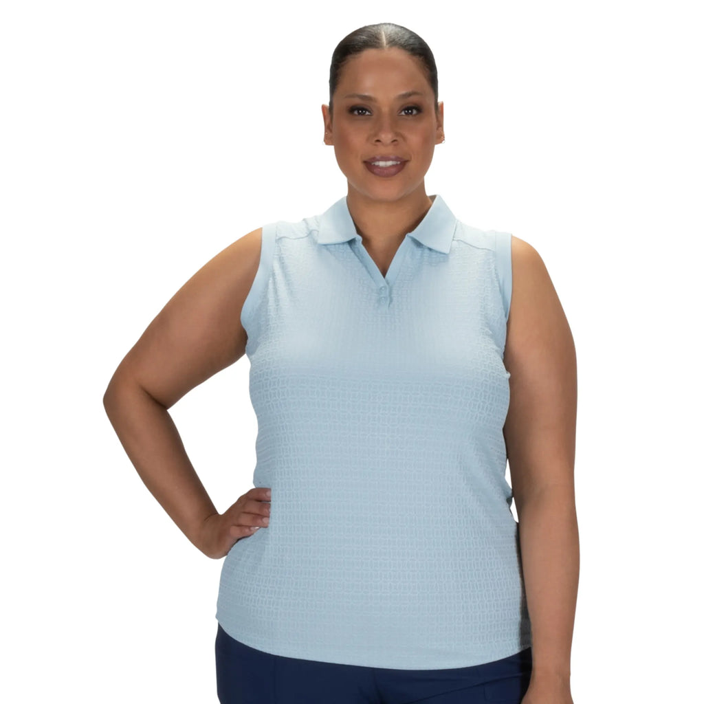 Nancy Lopez  Journey Sleeveless Polo Plus Chambray