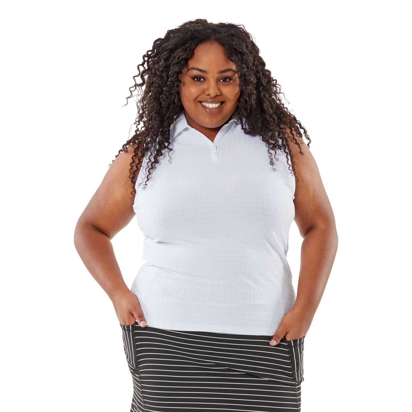 Nancy Lopez Journey Sleeveless Polo Plus - White