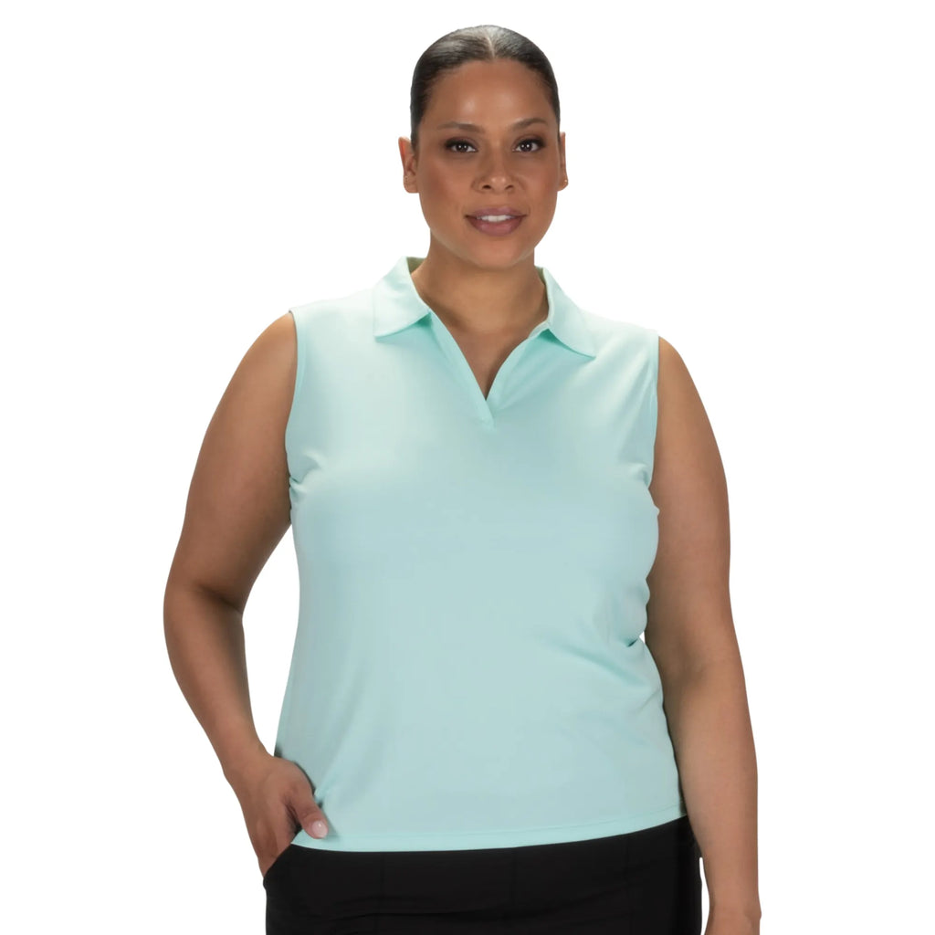 Nancy Lopez  Legacy Sleeveless Polo Plus Aqua