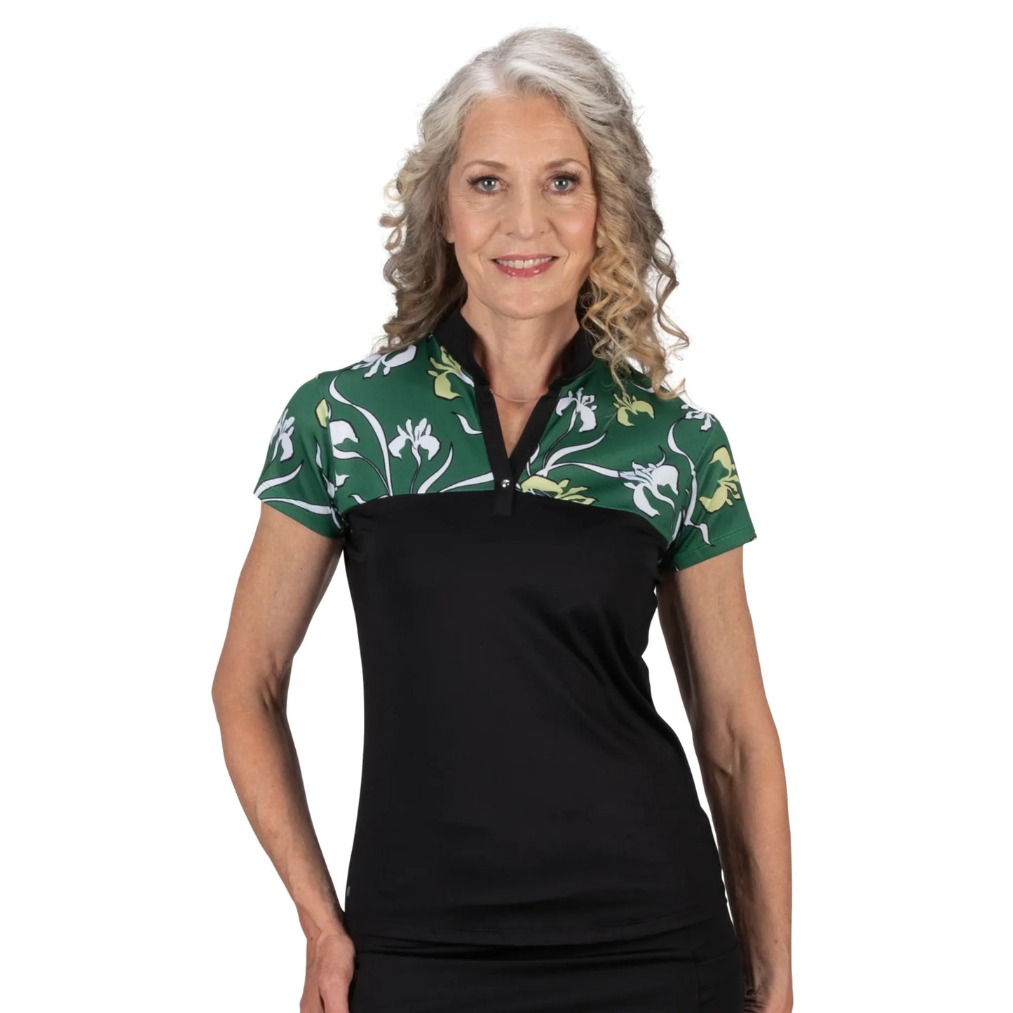 Nancy Lopez  Minx Short Sleeve Polo Black Multi