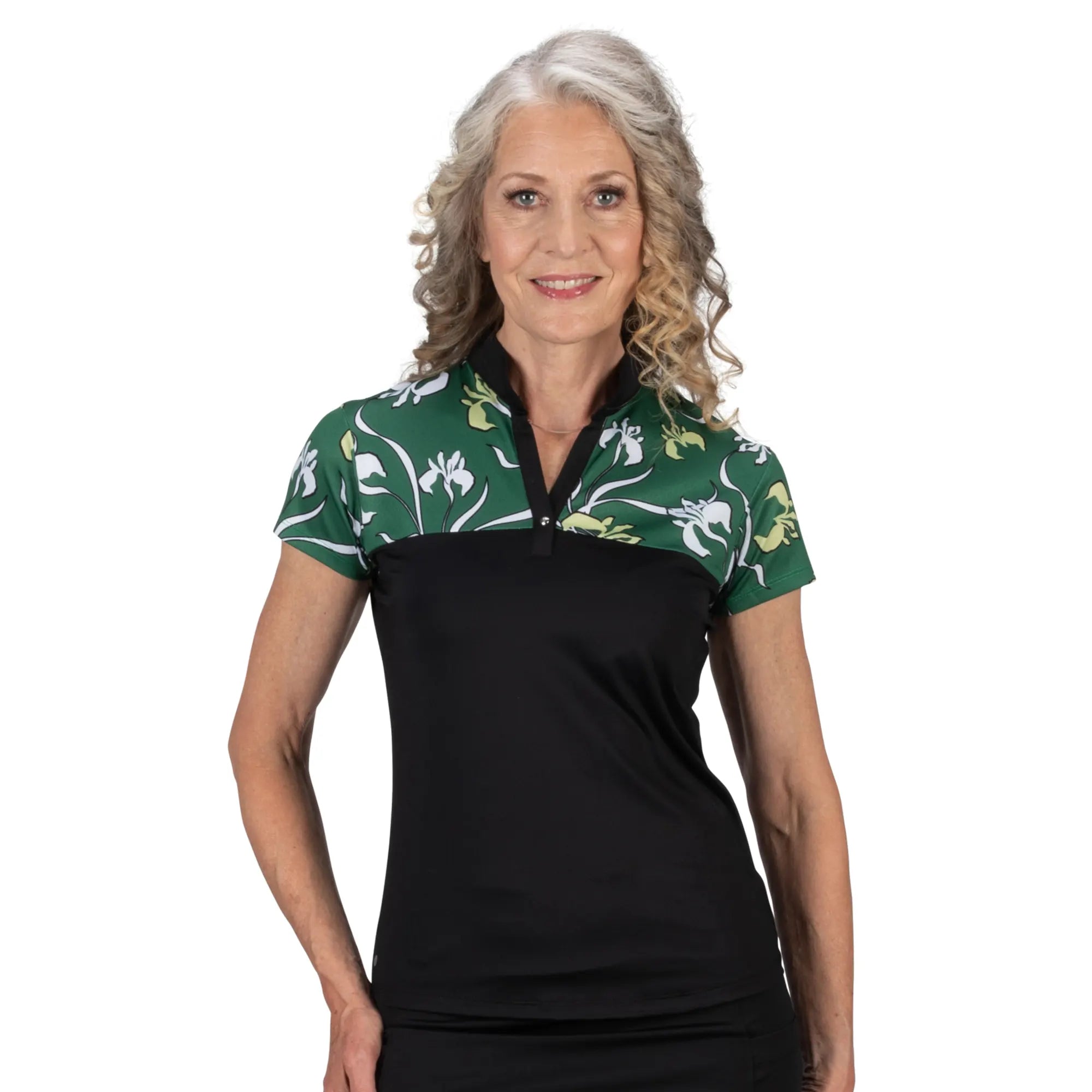 Nancy Lopez  Minx Short Sleeve Polo Black Multi