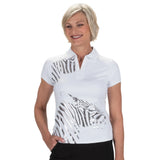 Nancy Lopez  Safari Short Sleeve Polo White Multi