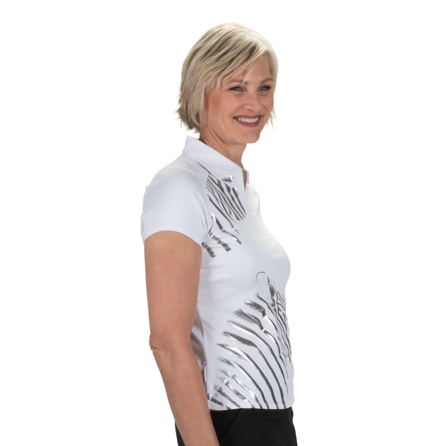 Nancy Lopez  Safari Short Sleeve Polo White Multi