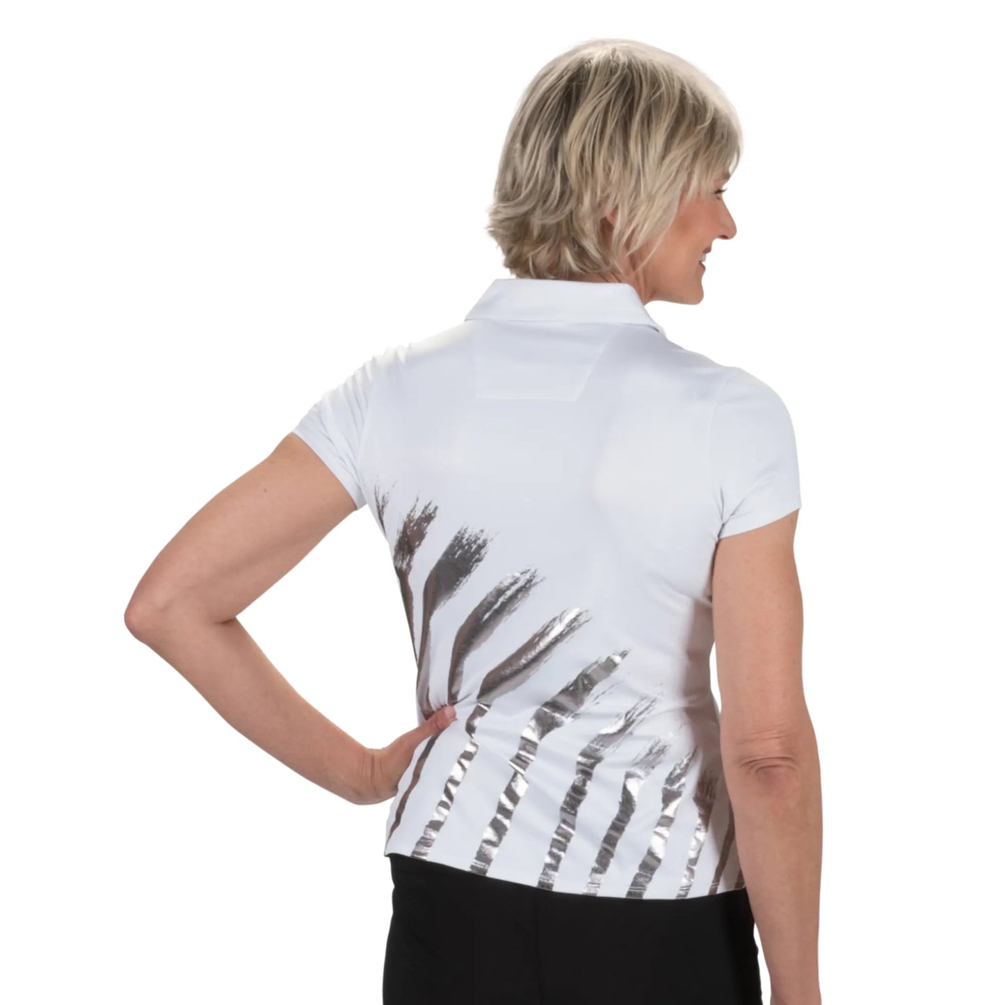 Nancy Lopez  Safari Short Sleeve Polo White Multi