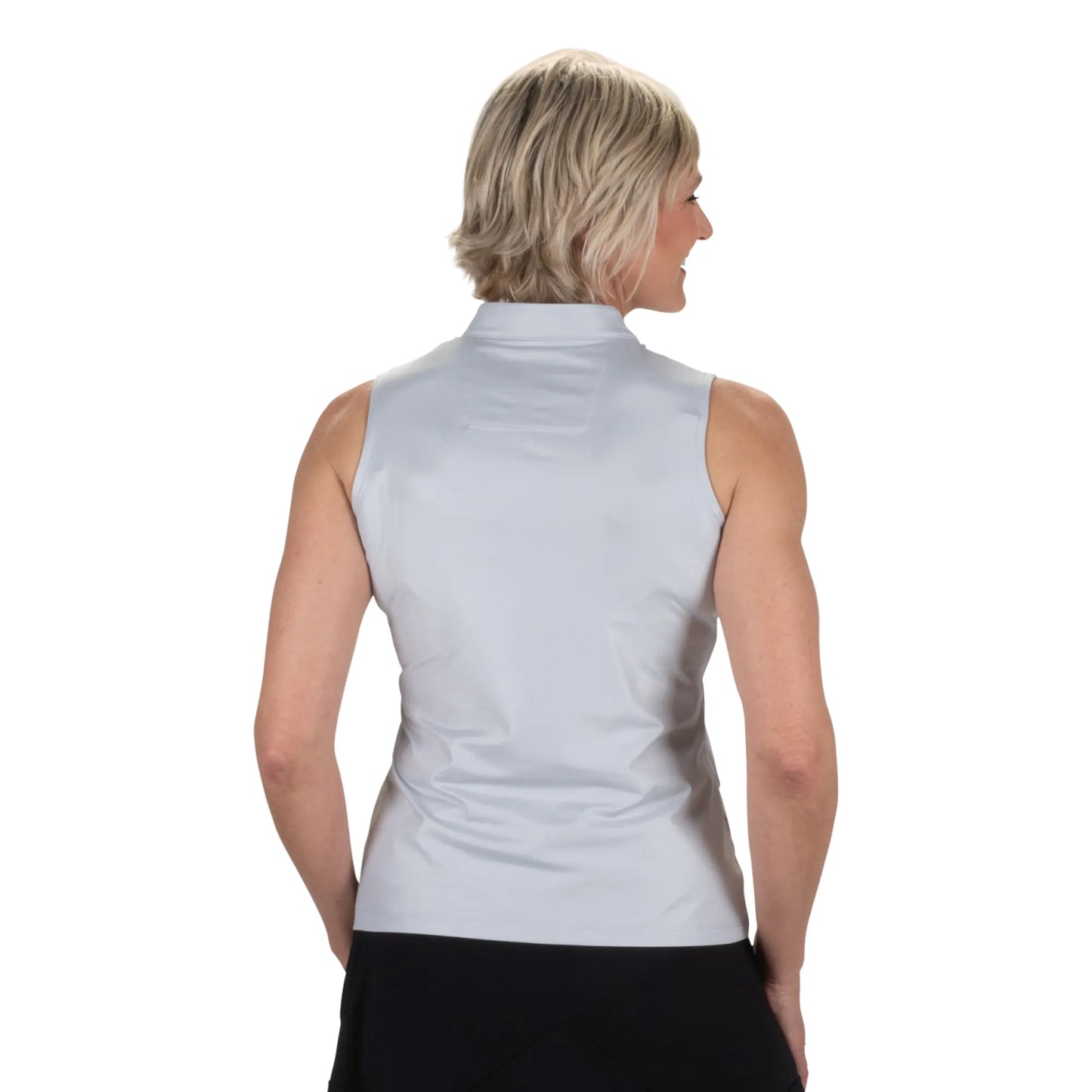 Nancy Lopez  Shine Sleeveless Polo Silver Multi