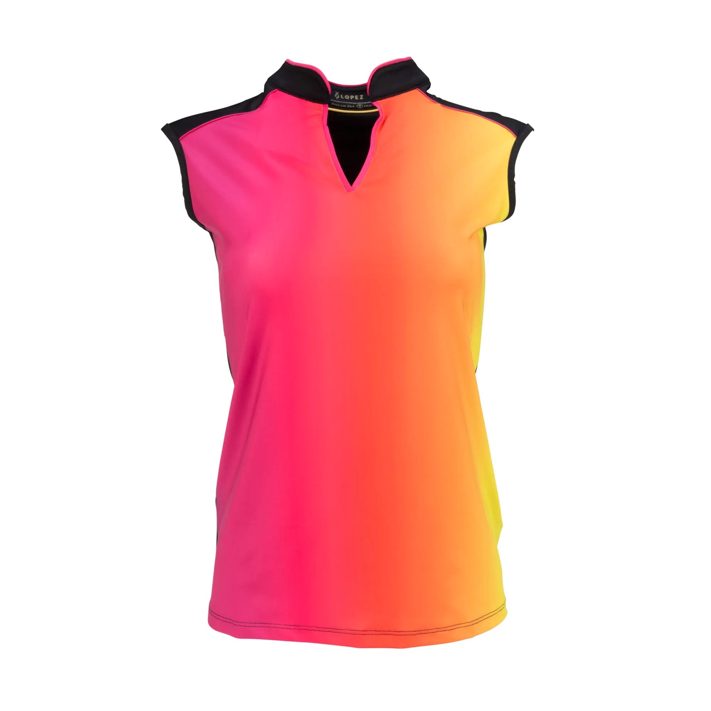 Nancy Lopez  Express Sleeveless Polo Plus Black Multi