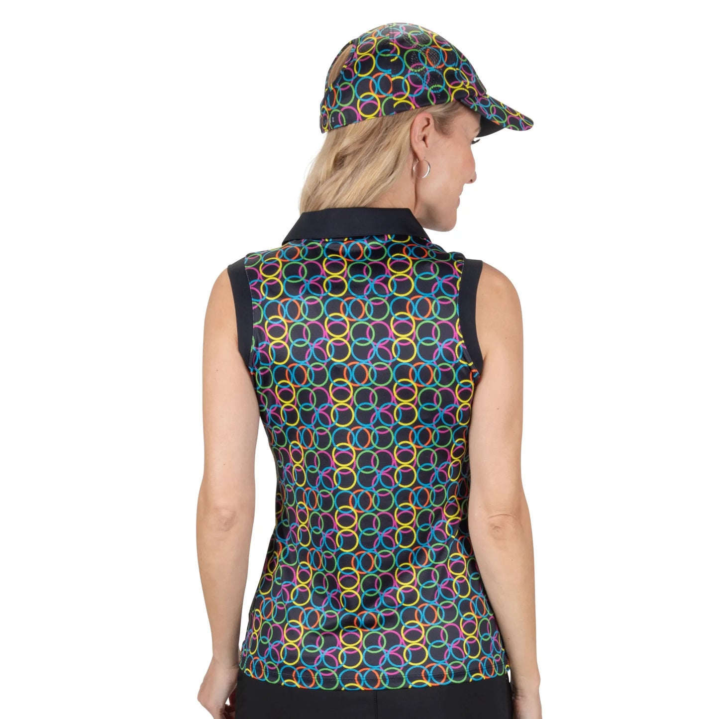 Nancy Lopez  Halo Sleeveless Polo Black Multi