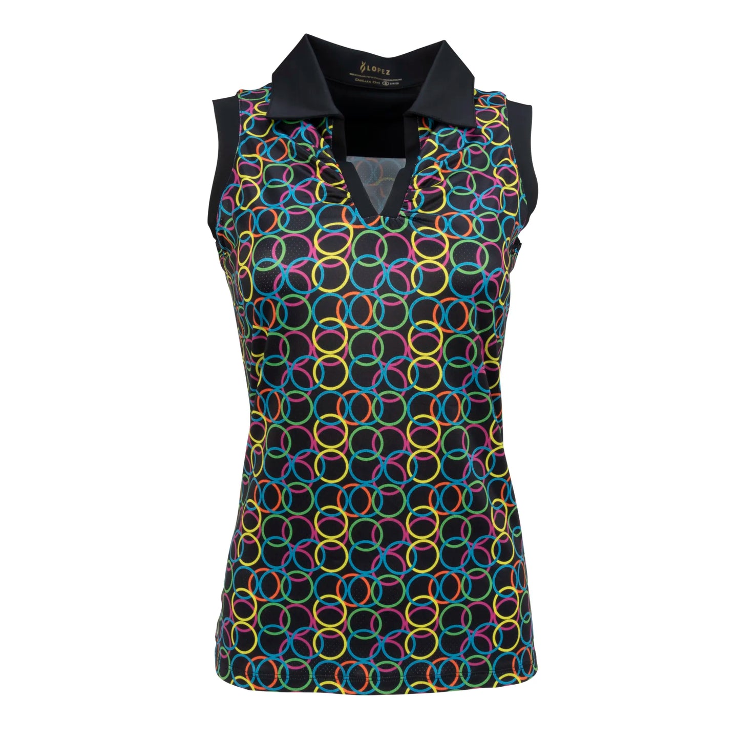 Nancy Lopez  Halo Sleeveless Polo Black Multi