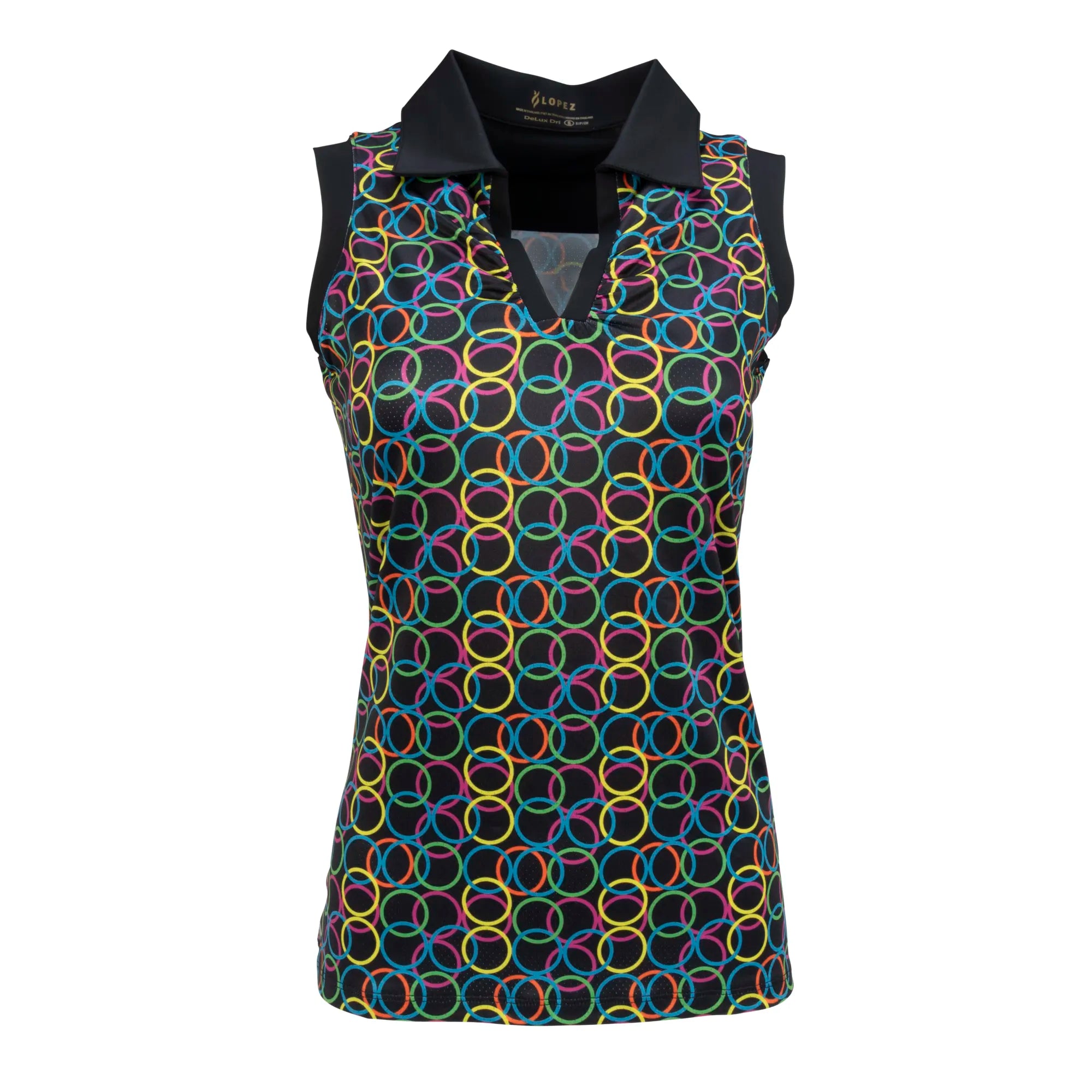 Nancy Lopez  Halo Sleeveless Polo Black Multi