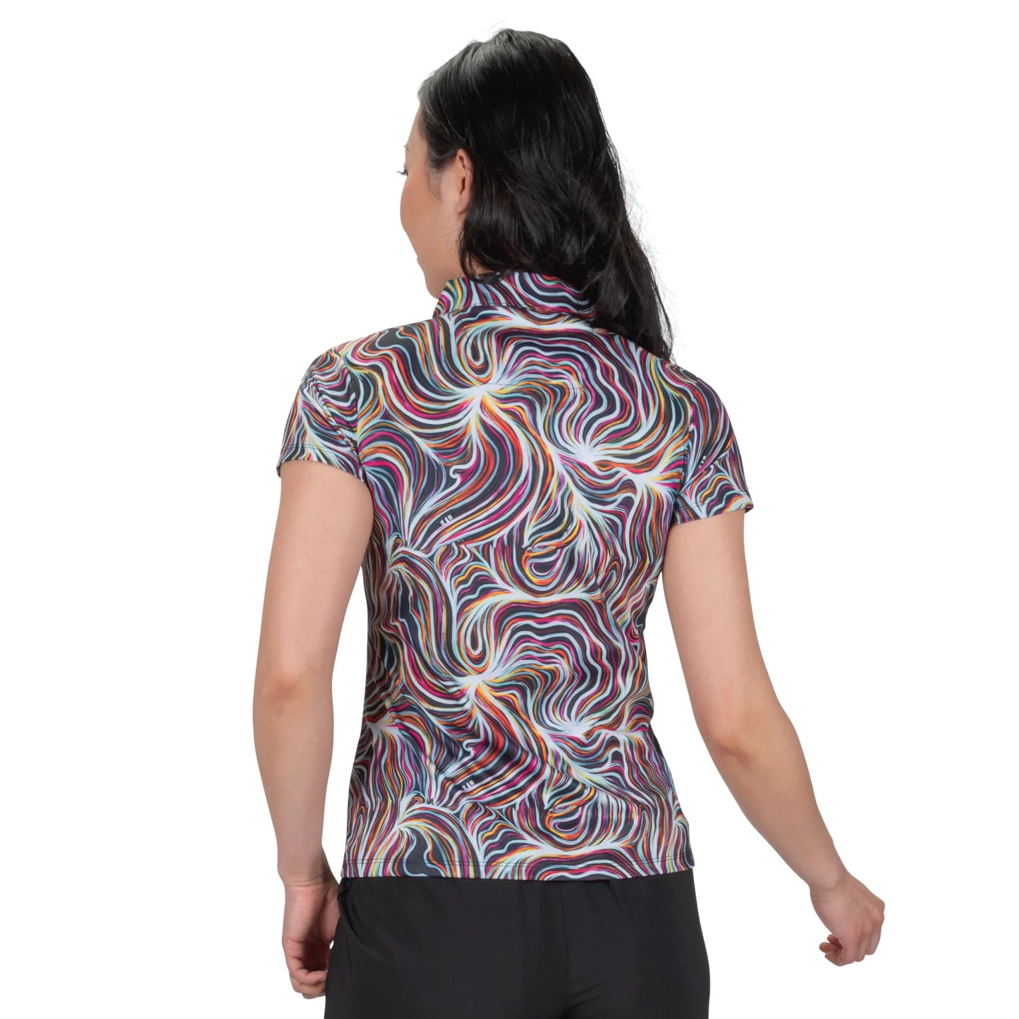 Nancy Lopez  Legacy Short Sleeve Polo Black Multi