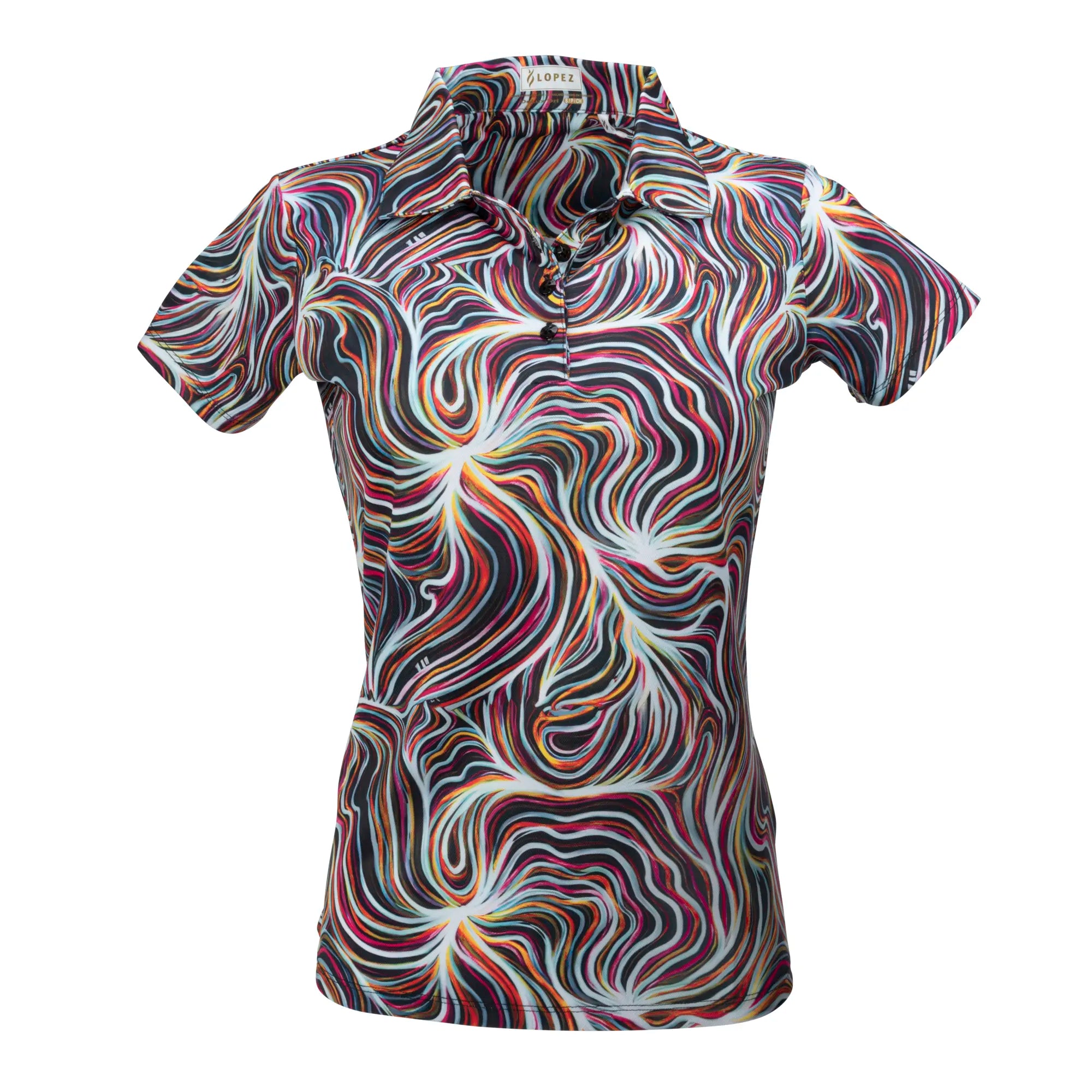 Nancy Lopez  Legacy Short Sleeve Polo Black Multi