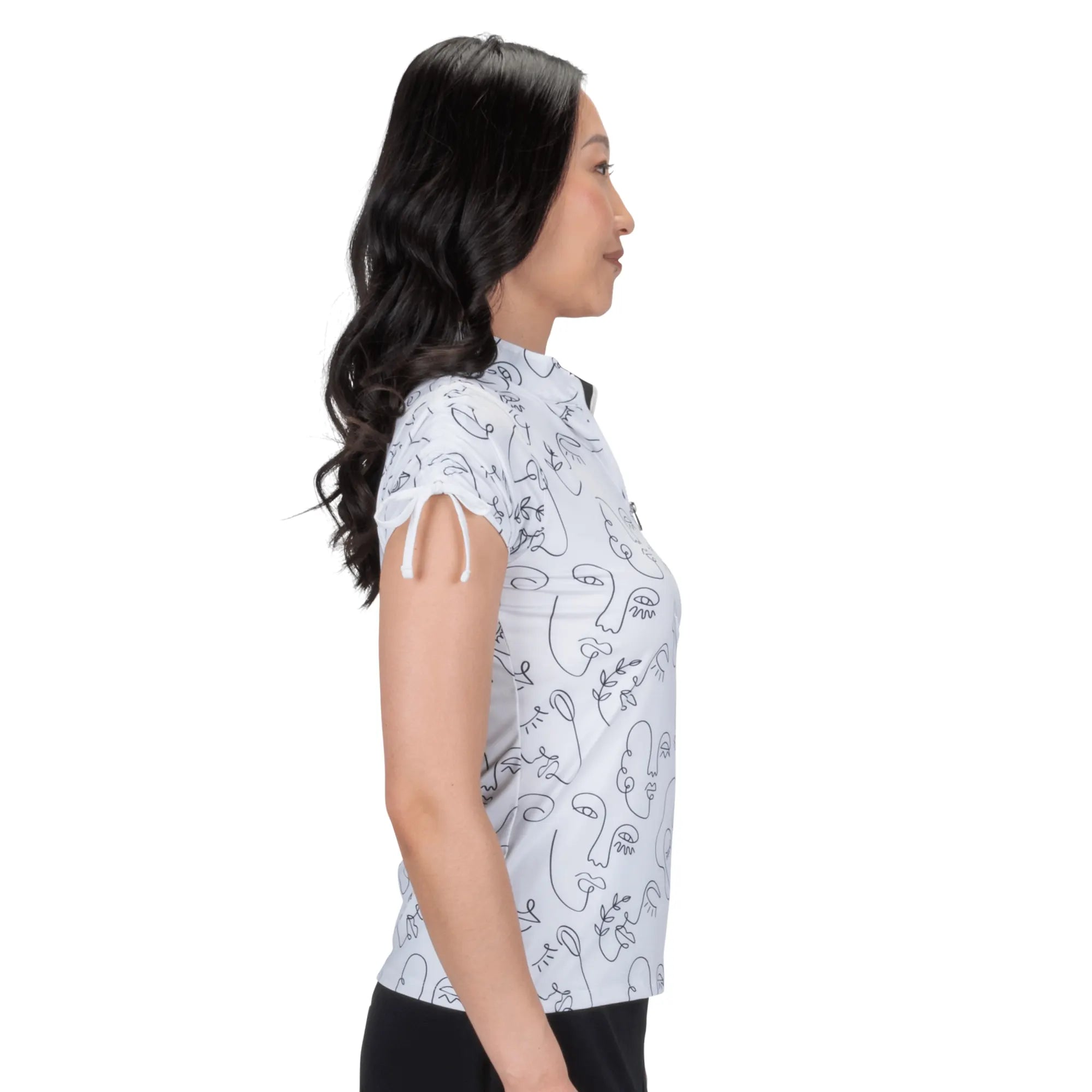 Nancy Lopez  Picasso Short Sleeve Polo White Multi