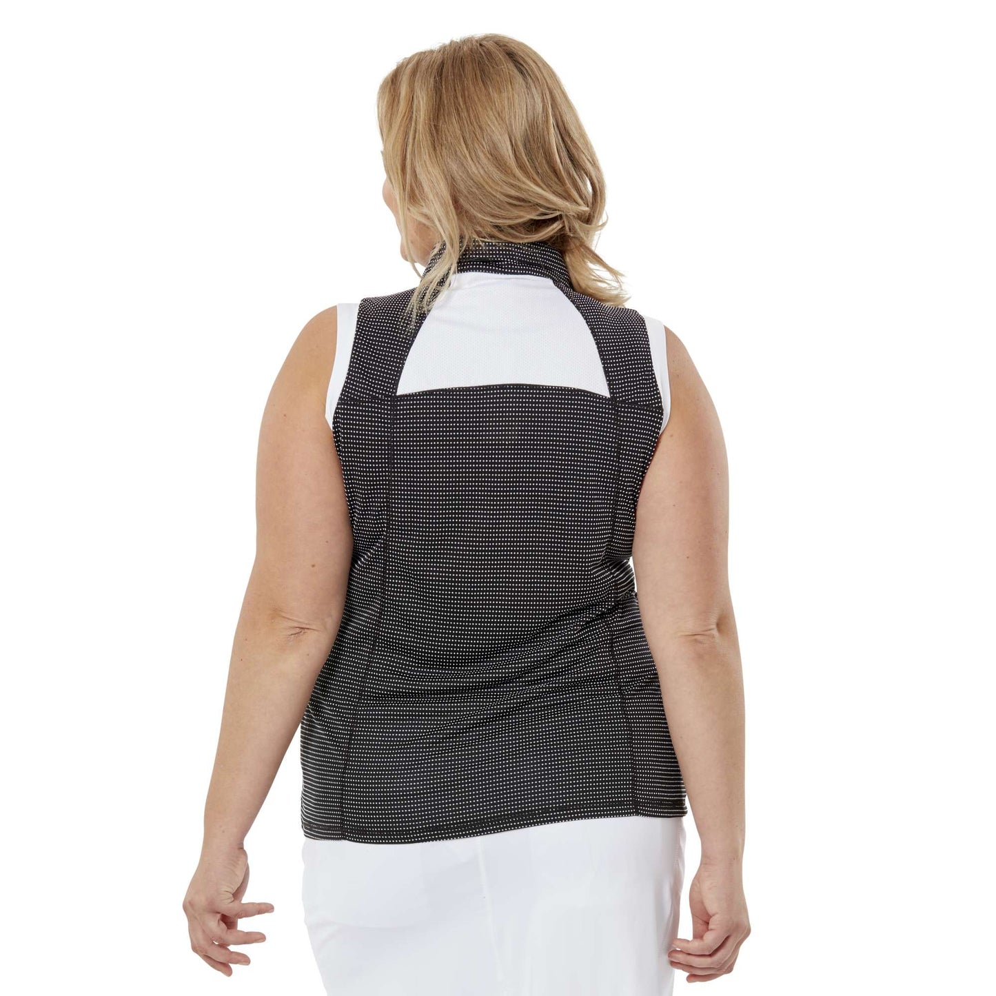 Nancy Lopez Zone Sleeveless Polo Black/White