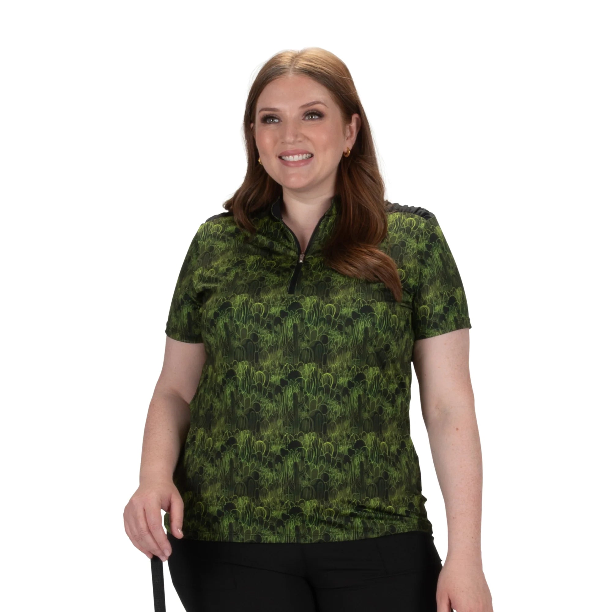 Nancy Lopez  Agava Short Sleeve Polo Plus Black Multi