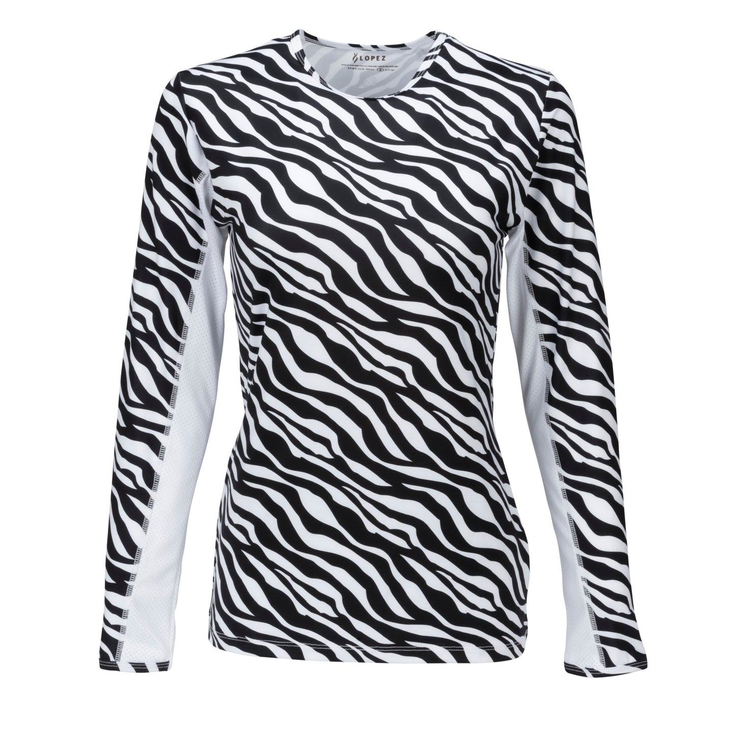 Nancy Lopez  Aspiration Long Sleeve (Upf 50+) Black/White (Roar Print)